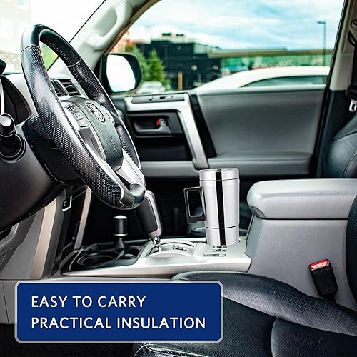 Miniatura 6 de Hervidor de té eléctrico para automóvil, de 10.1 fl oz, 24 V, portátil, de acero inoxidable, calentador de agua para automóvil, taza de calefacción