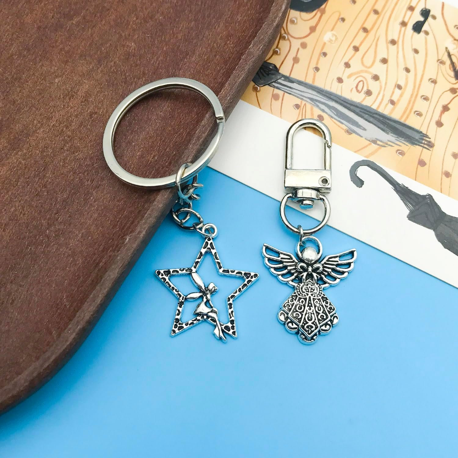 Youdiyla 64pcs Alloy Ancient Silver Angel Set Series Pendant Jewelry Making DIY Keychain Earrings Pendant Various Design Charms for Jewelry Making Bracelets Necklace (SN259) - Image 6