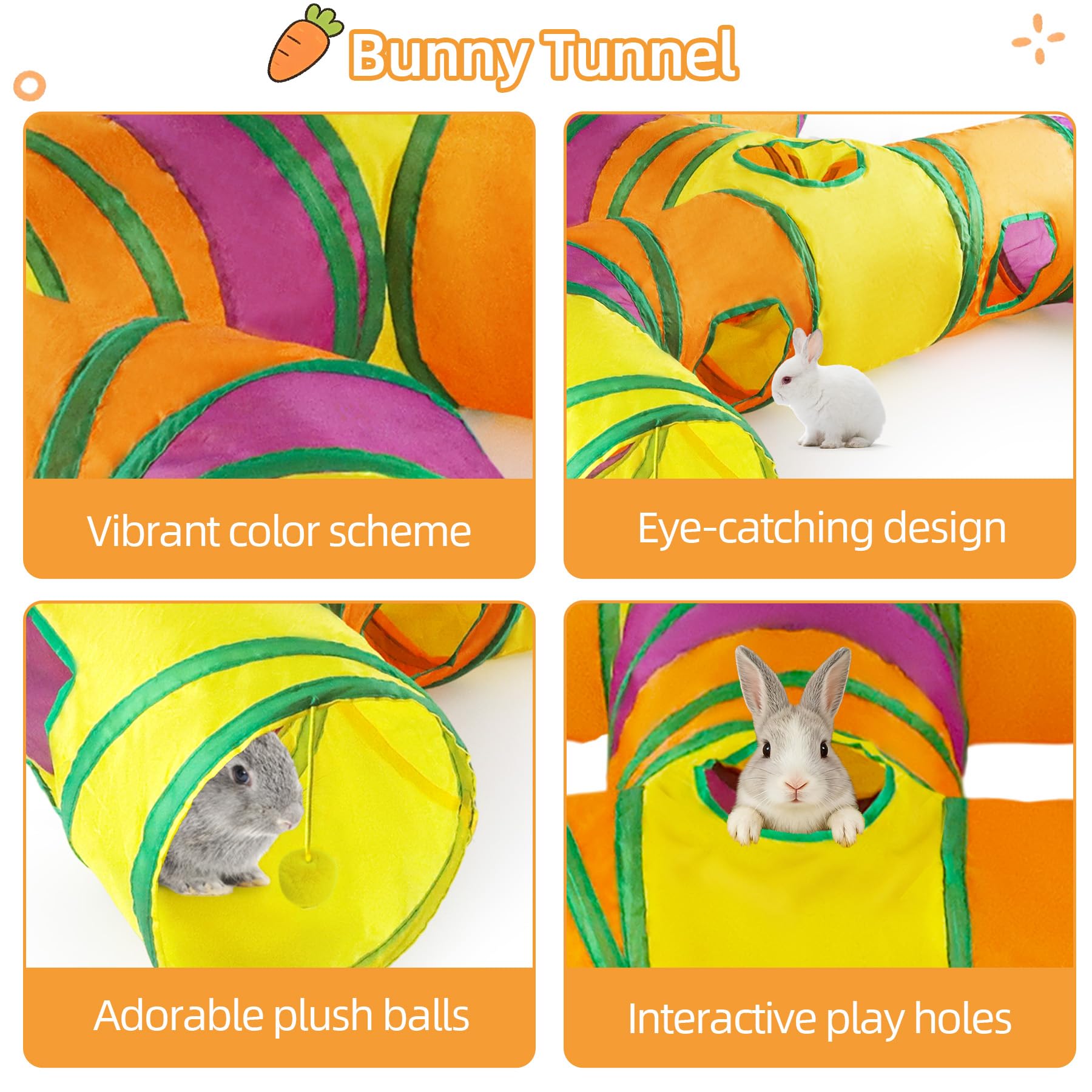 Letto a tunnel a forma di coniglio, a 4 vie, pieghevole, con cuscino, lavabile, resistente agli strappi, con coperta rosa, per gattini, conigli, porcellini d'India, per riposo, esercizio e