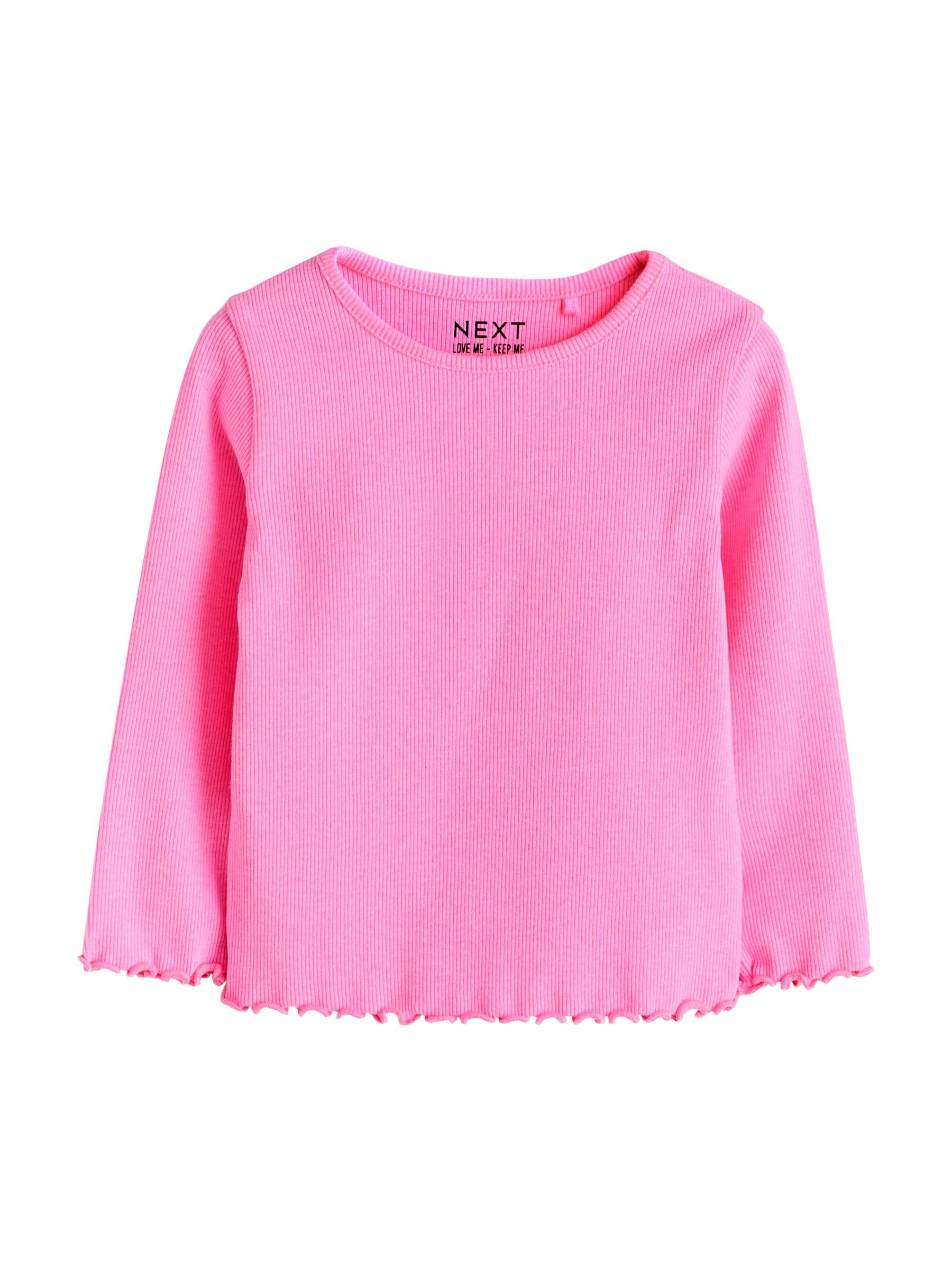 NEXT Fille Haut côtelé à Manches Longues, Lot de 5 | Coupe standard