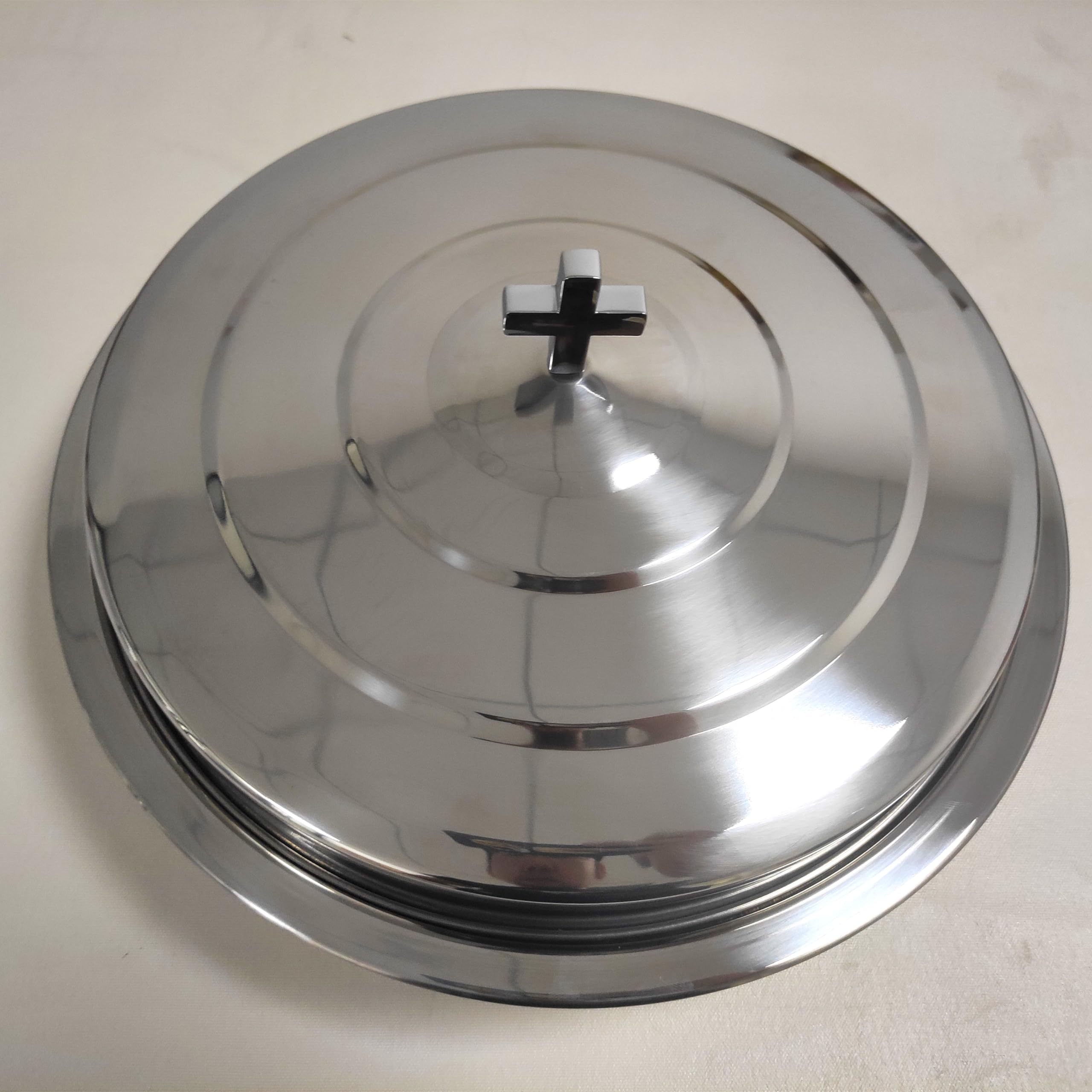Bandeja de comunión de acero pulido plateado de alta calidad con cubierta para servicio de iglesia, bandeja apilable para servir comunión y cubierta para tazas de comunión, bandejas de