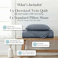 Vista 2 de Southshore Fine Living, Inc. Juego de edredón de tamaño individual/individual XL con funda de almohada a juego, diseño moderno de puntada circular