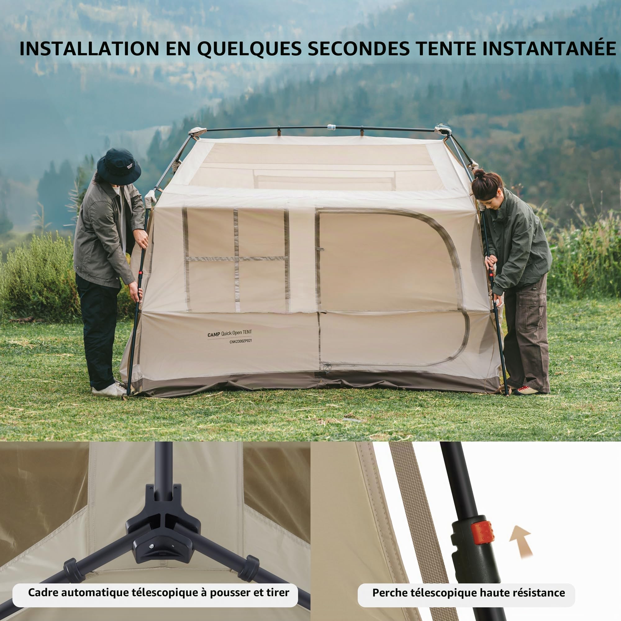 Naturehike Village 6.0/13.0/17.0 ㎡ Tente Familiale Pop Up Automatique de Camping pour 𝟒-𝟔 Personnes Grande Tunnel pour Les Voyages en Voiture Le Camping Les Fêtes en Plein Air