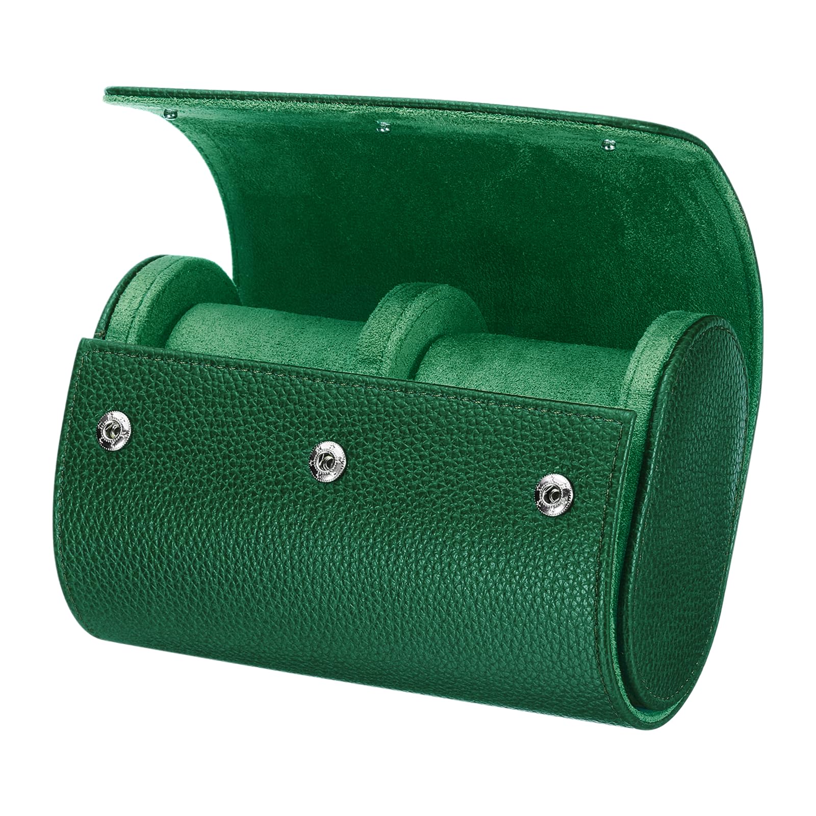 QUARKZMAN Porta Orologi Da Viaggio 2 Slot Custodia Portatile In Pelle Uomo E Donna, Custodia Per Orologi Con Cuscino Rimovibile Per Viaggi, Esposizione, Verde Scuro Tessuto