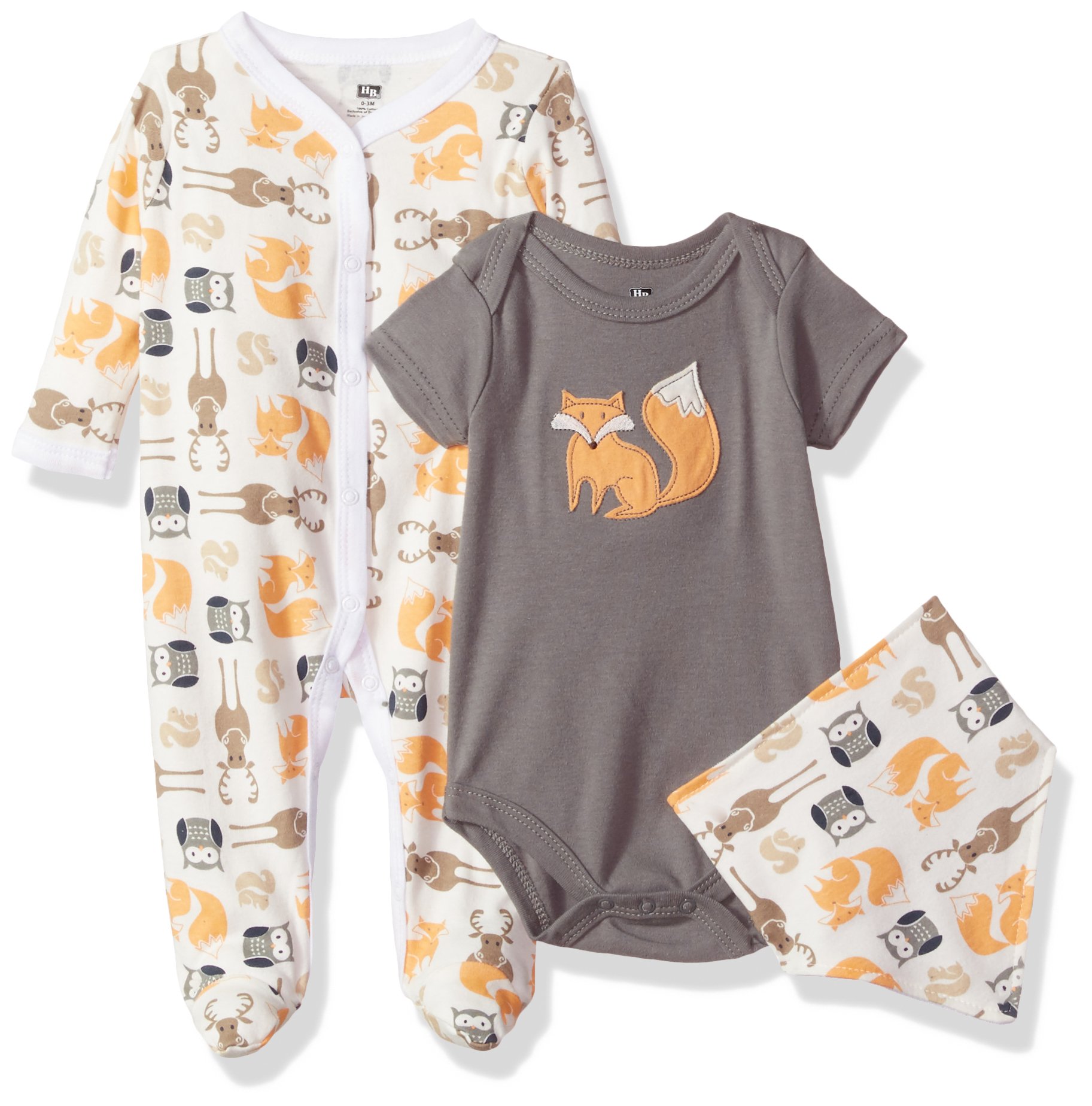 Unisex Cotton Sleep and Play, Bodysuit and Bandana Bib Set