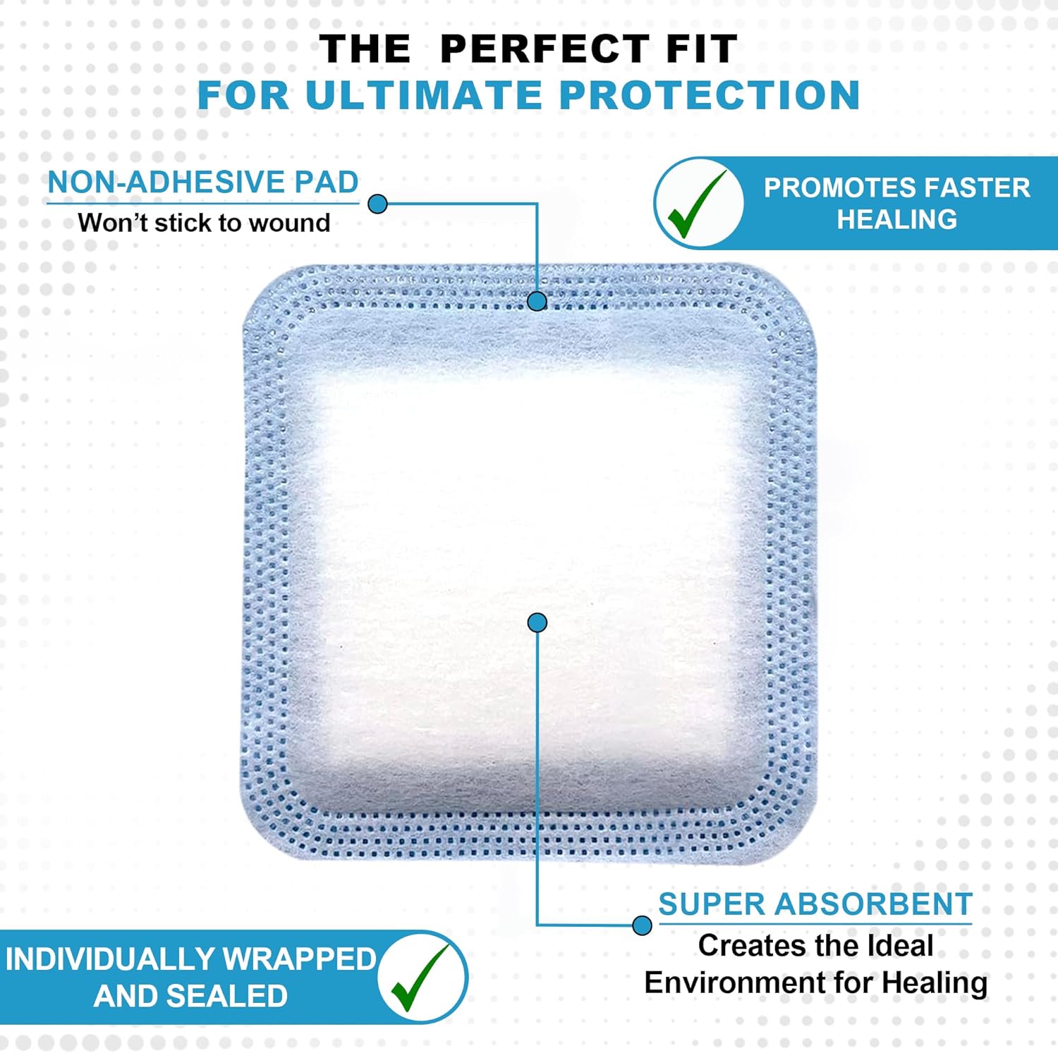 MedVance Super Absorbent Dressing, Non-Adhesive Pads for Wound Care, Pressure Ulcers & 1st/2nd Degree Burns, Superior Moisture Absorption, Box of 5 dressings (4"x4" Bandage, 2.75"x2.75" Absorbent Pad) - Image 5
