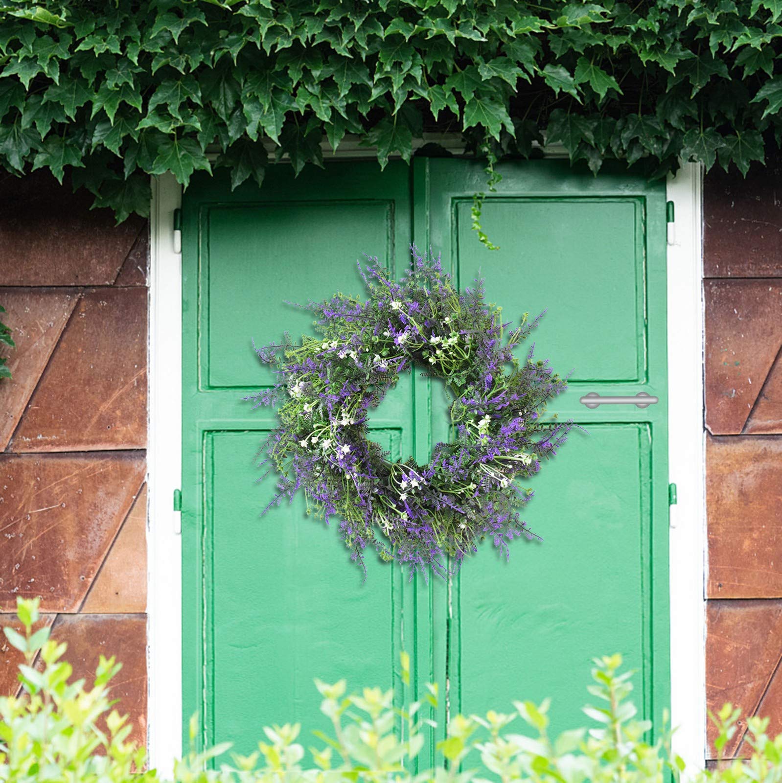 KyneLit Couronne D'automne Artificielle Pour Porte D'entrée, Citrouille, Rose, Branches De Baies, Feuilles Mélangées, Couronne De Porte D'automne Pour Halloween, Thanksgiving, Décoration Intérieure Et