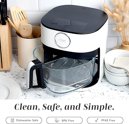 Miniatura 7 de COOK WITH COLOR Freidora de aire digital de cocina de 1400 W y 5.5 cuartos con cesta de vidrio, 8 opciones de cocción saludable preestablecidas,