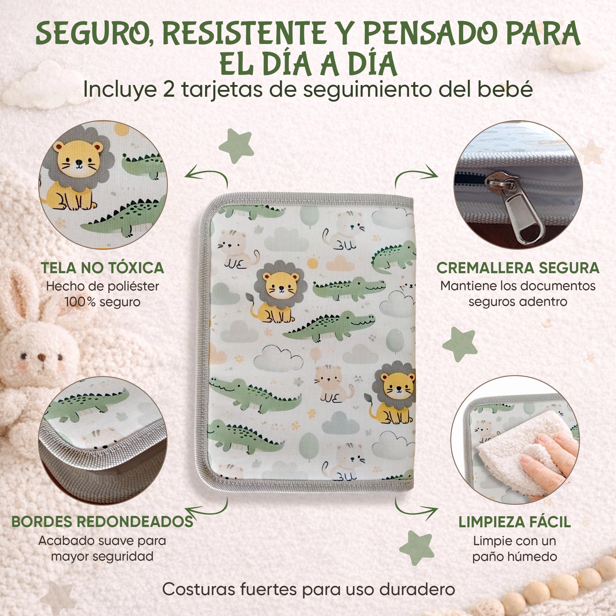 Portadocumentos Bebé para Cartilla Sanitaria con Tarjetas de Crecimiento y Primeros Logros, Carpeta y Porta Documentos Bebé, Funda Libro de Salud, Regalo para Baby Showers — view 3