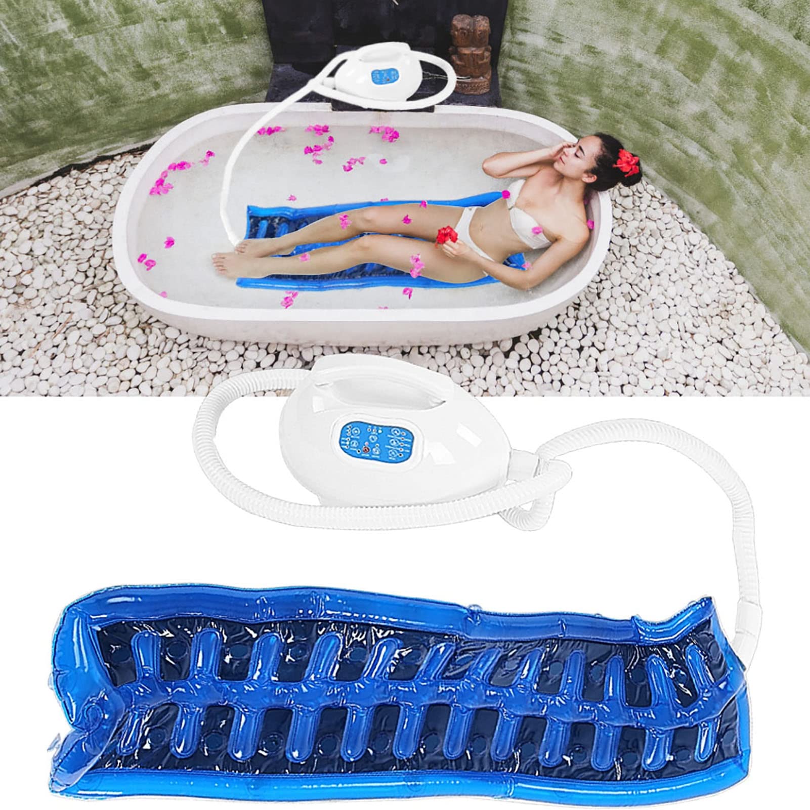 Brrnoo Machine de soin à bulles d'eau, tapis de bain thermique, spa relaxant avec massage corporel
