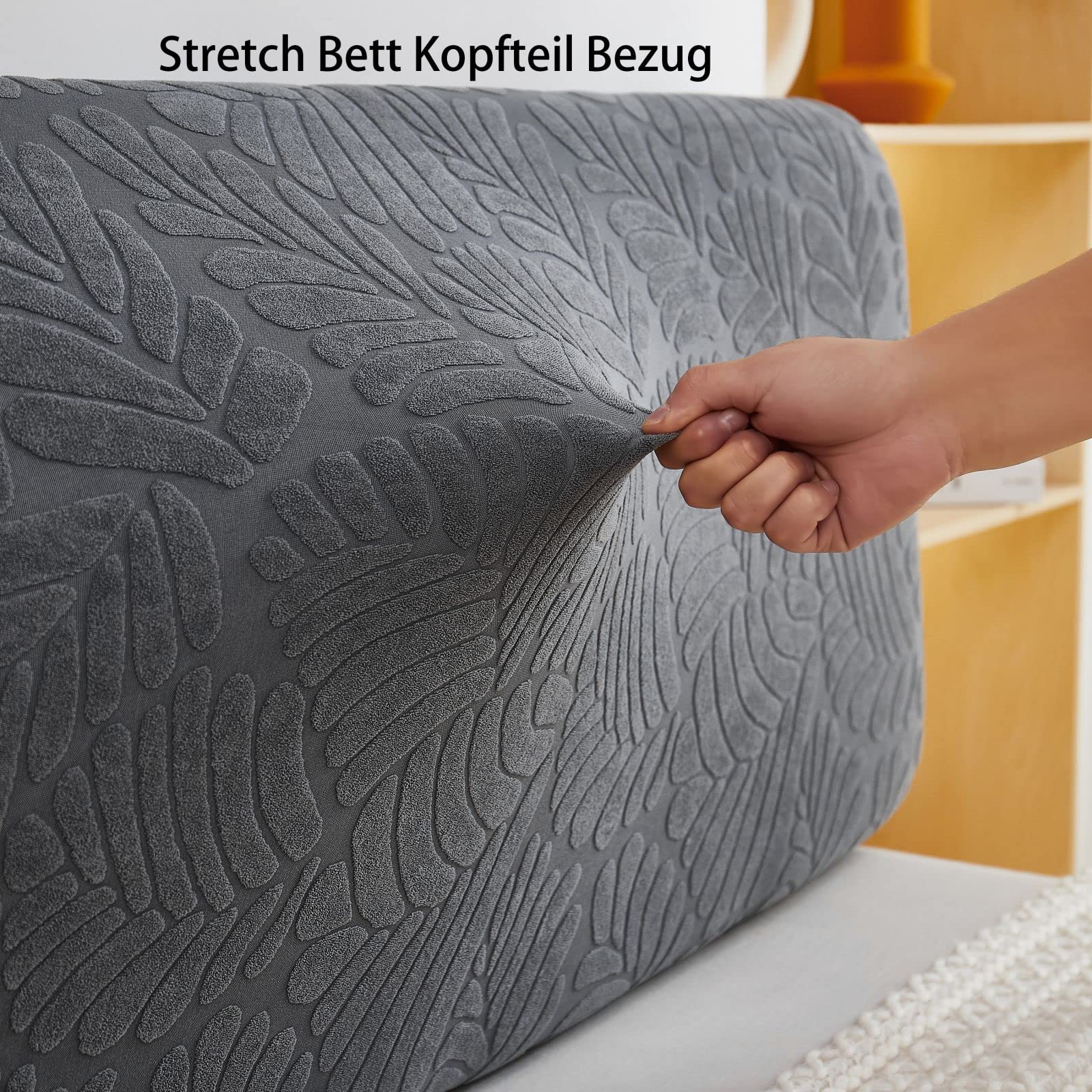 WSGJHB Copri testiera letto matrimoniale elastico Protezione stampa tinta unita 210-240 cm Albicocca