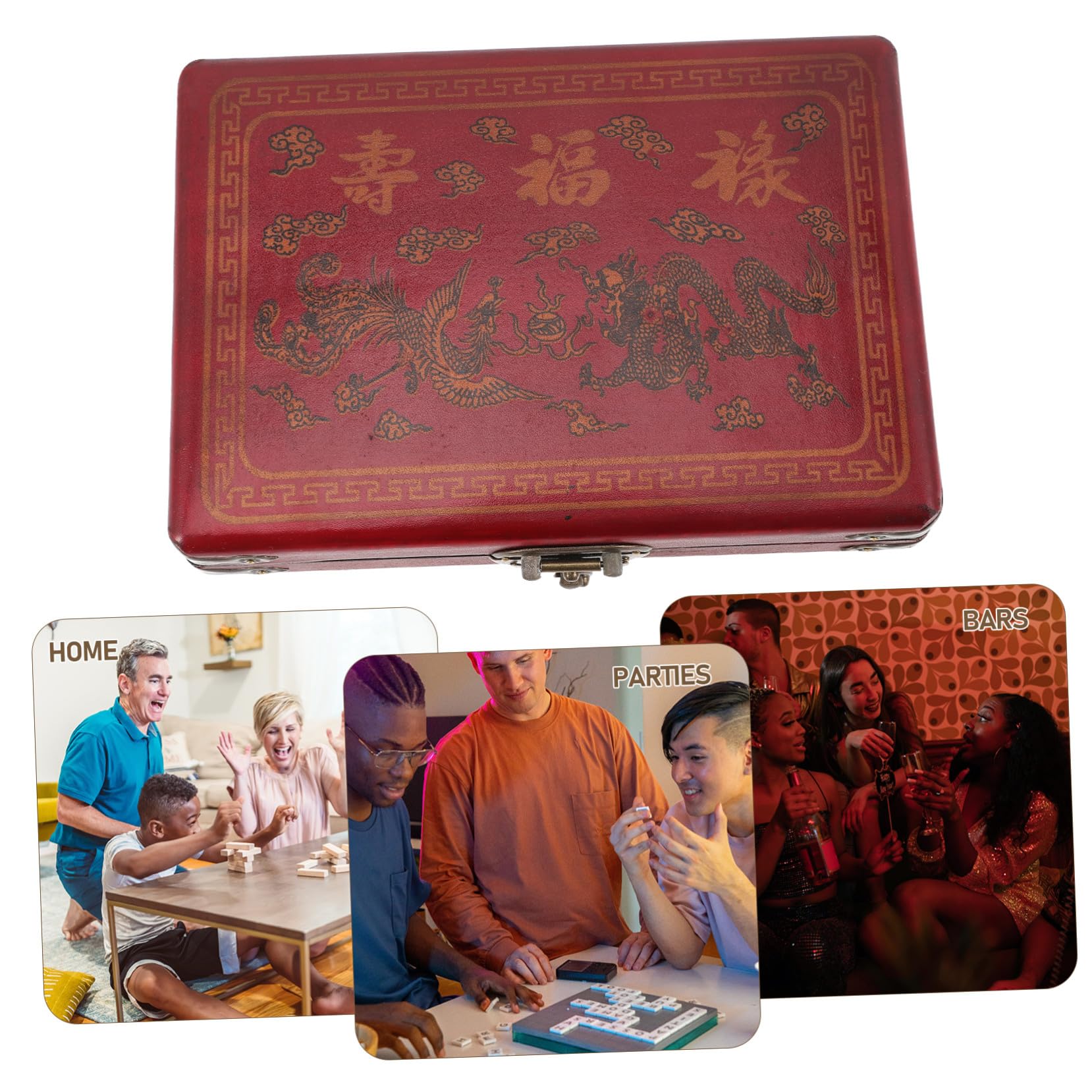ORFOFE Tragbares Mahjong Satz 1 Satz Acryl und Holz für Zuhause | Kompakte Größe, Leicht zu Transportieren, Geeignet für Partys und Reisespiel