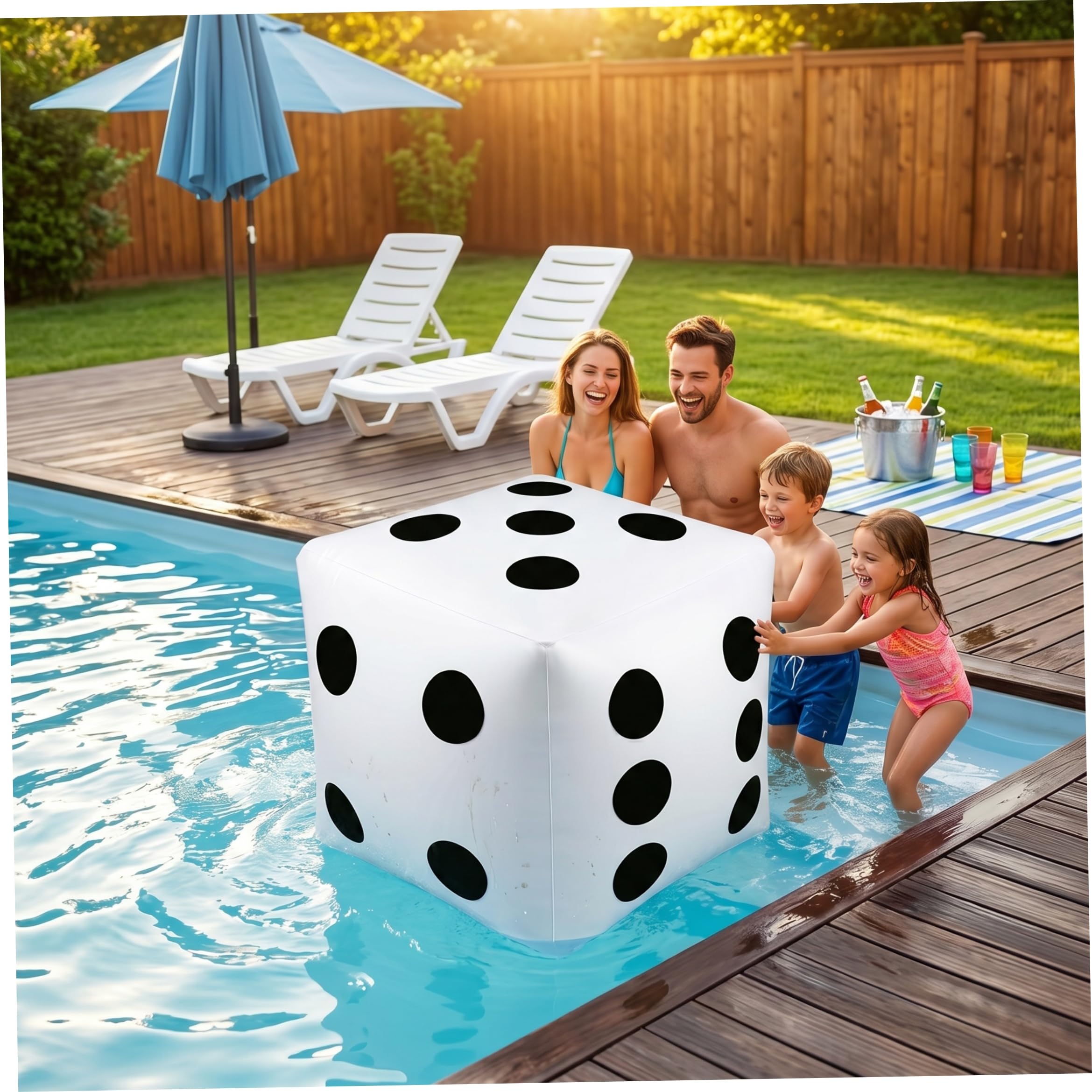 Dados inflables Gigantes de 40 Pulgadas, Dados Gigantes de PVC a Prueba de Fugas para Juegos de Mesa de Fiesta en la Piscina de césped Interior y Exterior, Blanco - Inflable