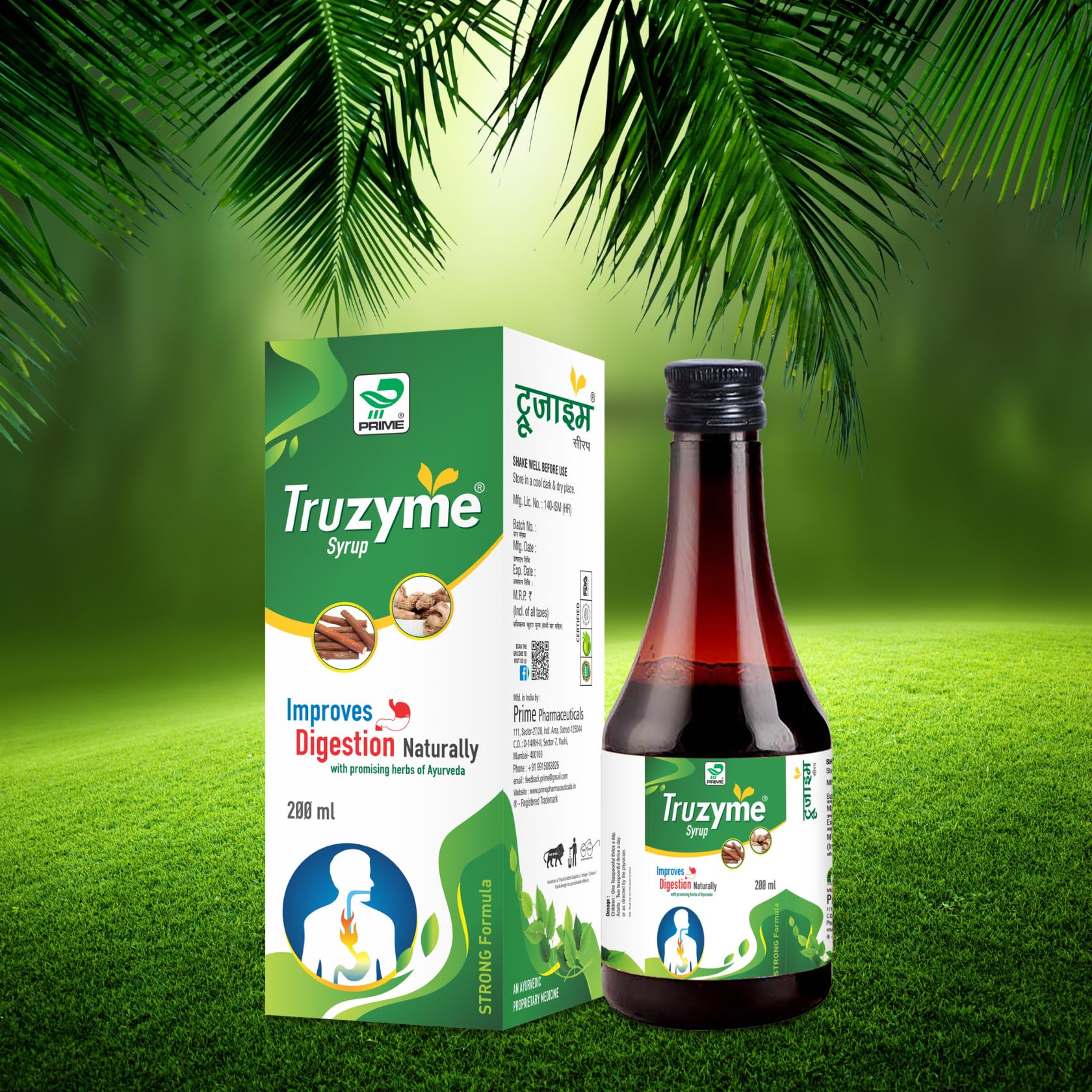 Prime Truzyme Ayurvedic Digestive Syrup – 2 x 200 ML | Blend of 22 Herbs for Improved Digestion, Appetite Booster, Enzyme Support, Natural Remedy for Gas, Bloating & Acidity | - Image 4 thumbnail