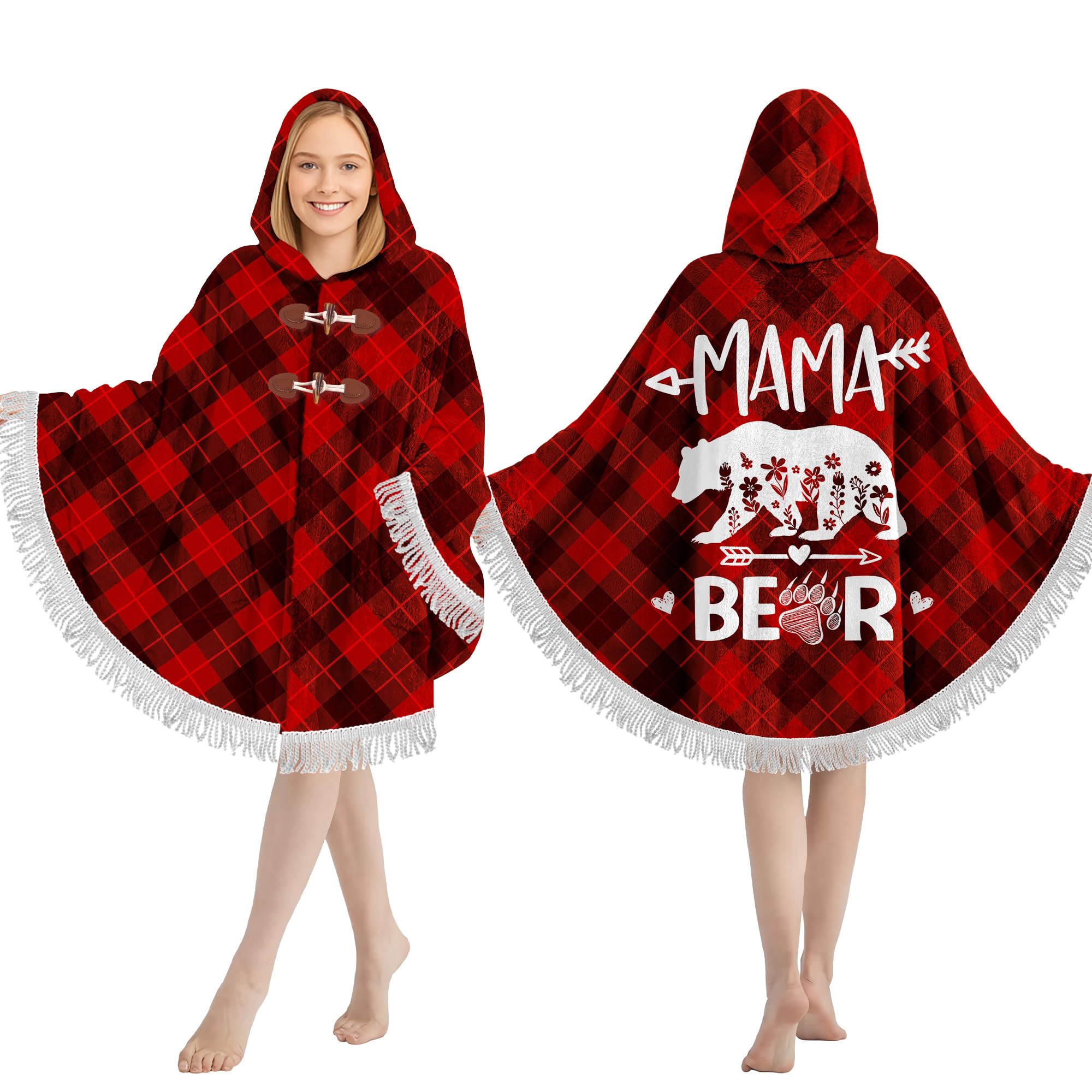 Warmstorey Poncho Wearable Blanket Mama Hooded Blanket Birthday Gift for Mom – Cozy Gift from Daughter, Son, Or Husband