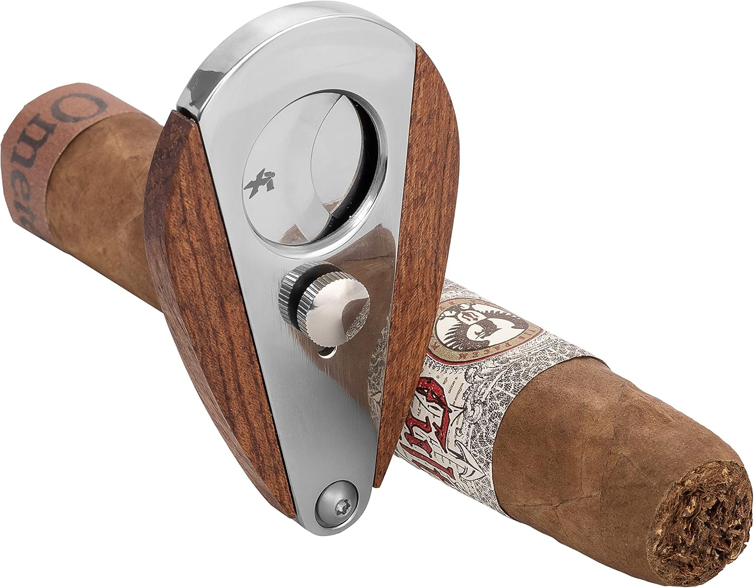 Xikar Xi3 Cigar Cutter, 54 Ring Gauge, Unique Teardrop Shape, 440 Stainless Steel With An HRC of 57, Redwood