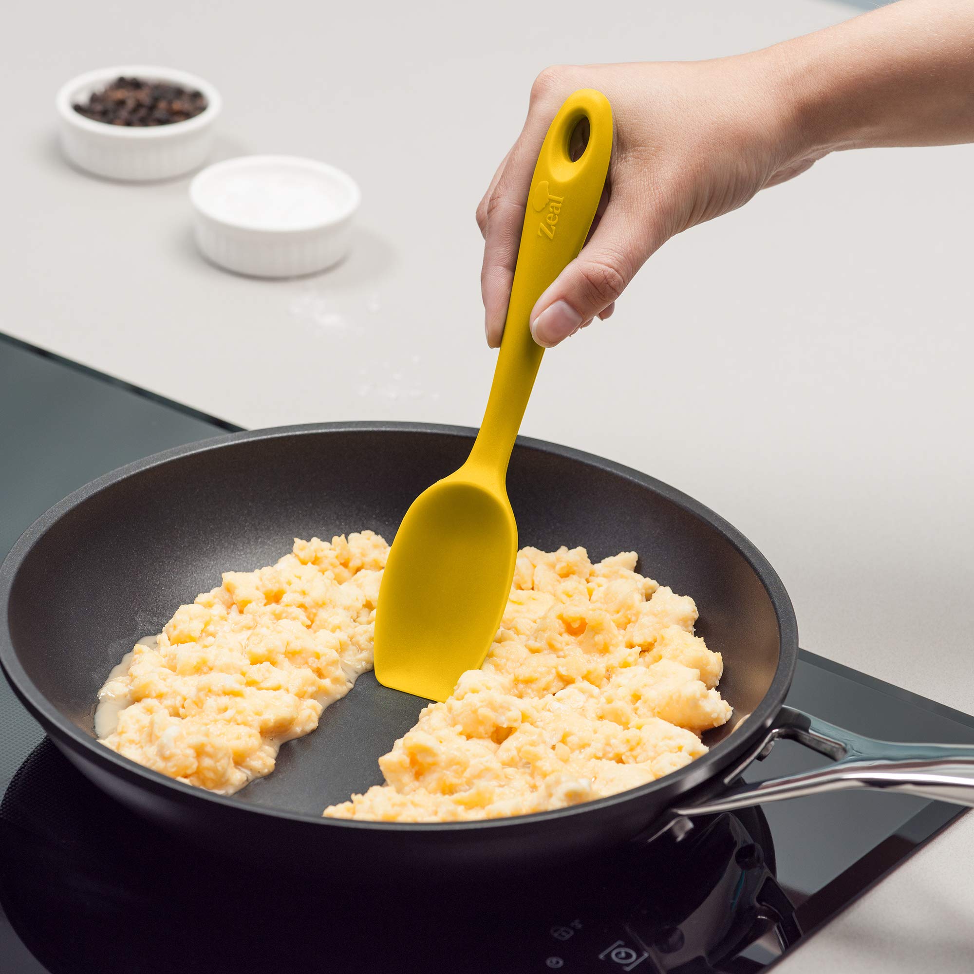 Zeal J221M Silicone Non-Stick Flat Ended, Flexible Spatula Spoon (20cm) -Mustard