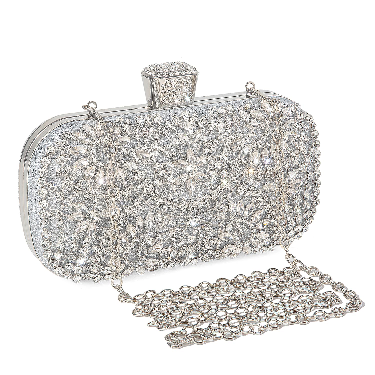 DA BODAN Womens Sparkly Rhinestone Crystal Clutch Bag Glitter Sequin Bridal Purse Evening Handbag for Wedding Party Prom