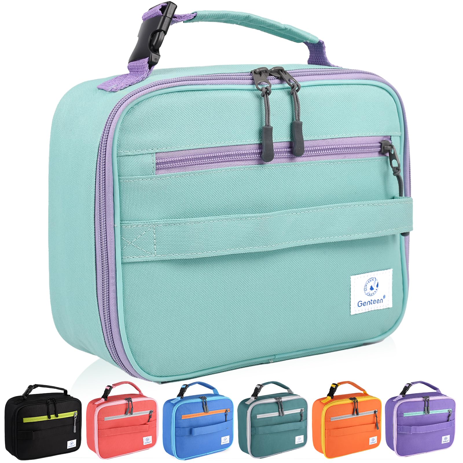 Genteen Lunch Box Kids,Insulated Lunch Bag Kids Boys Girls,Soft Bag Mini Cooler Back to School Thermal Meal Tote Kit Lunch Box for School,Work,Outdoor (Light Green)