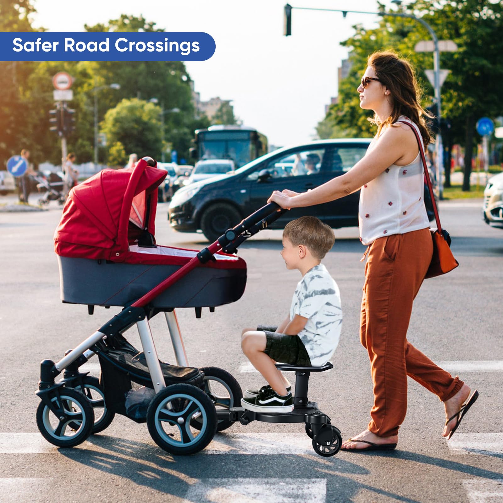 Passeggino per bambini, pattinaggio universale portatile a piedi passeggini, Kiddy Boards con cinghia di sospensione, ruote per bambini da 2 a 6 anni (25 kg)