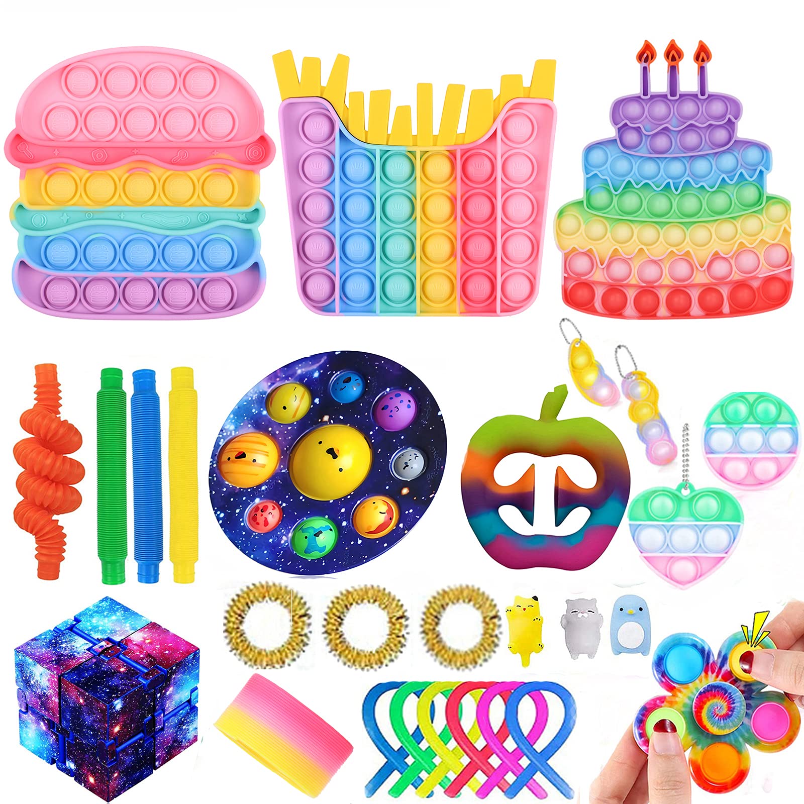 Fidget Packs Sensory Fidget Toys Set with Planet Pop , Easter Basket Stuffers, Stress Relive Anxiety Relief Fidget Toys Packs (Pack C)