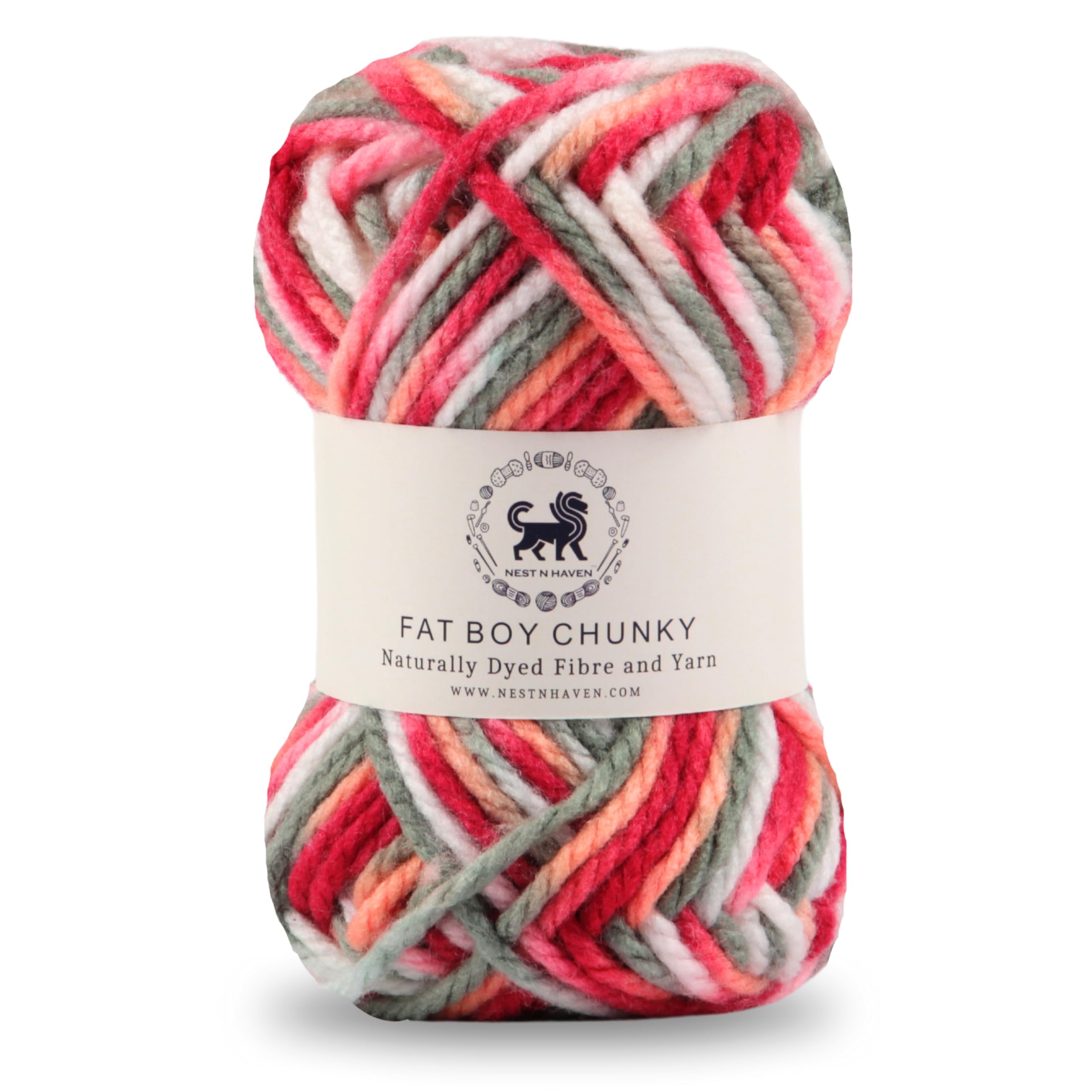 NESTNHAVEN, Fat BOY Chunky Motu Thick Hand Knitting/Crochet Wool Yarn, 6 mm T, Pack of 1 (1 Ball / 100 Grams), Multicoloured (BBCH003)