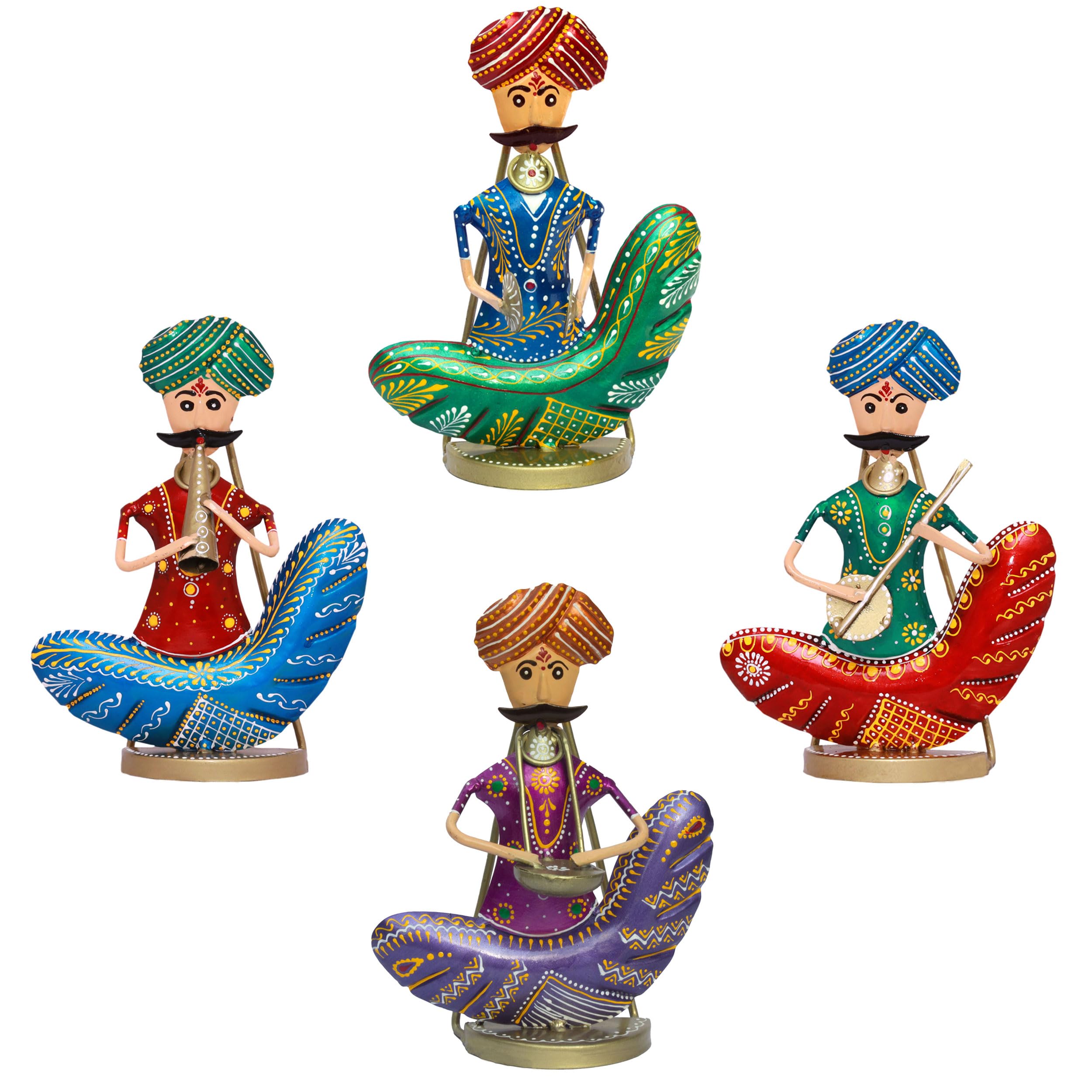 KRAFTSKALA Rajasthani Moustache Musicians - Hand-Painted Decorative Showpiece Set of 4 Musical Statues - Vibrant Tabletop & Wall-Mountable Figurines (B0CWYHNZK5) Amazon Price History, Amazon Price Tracker