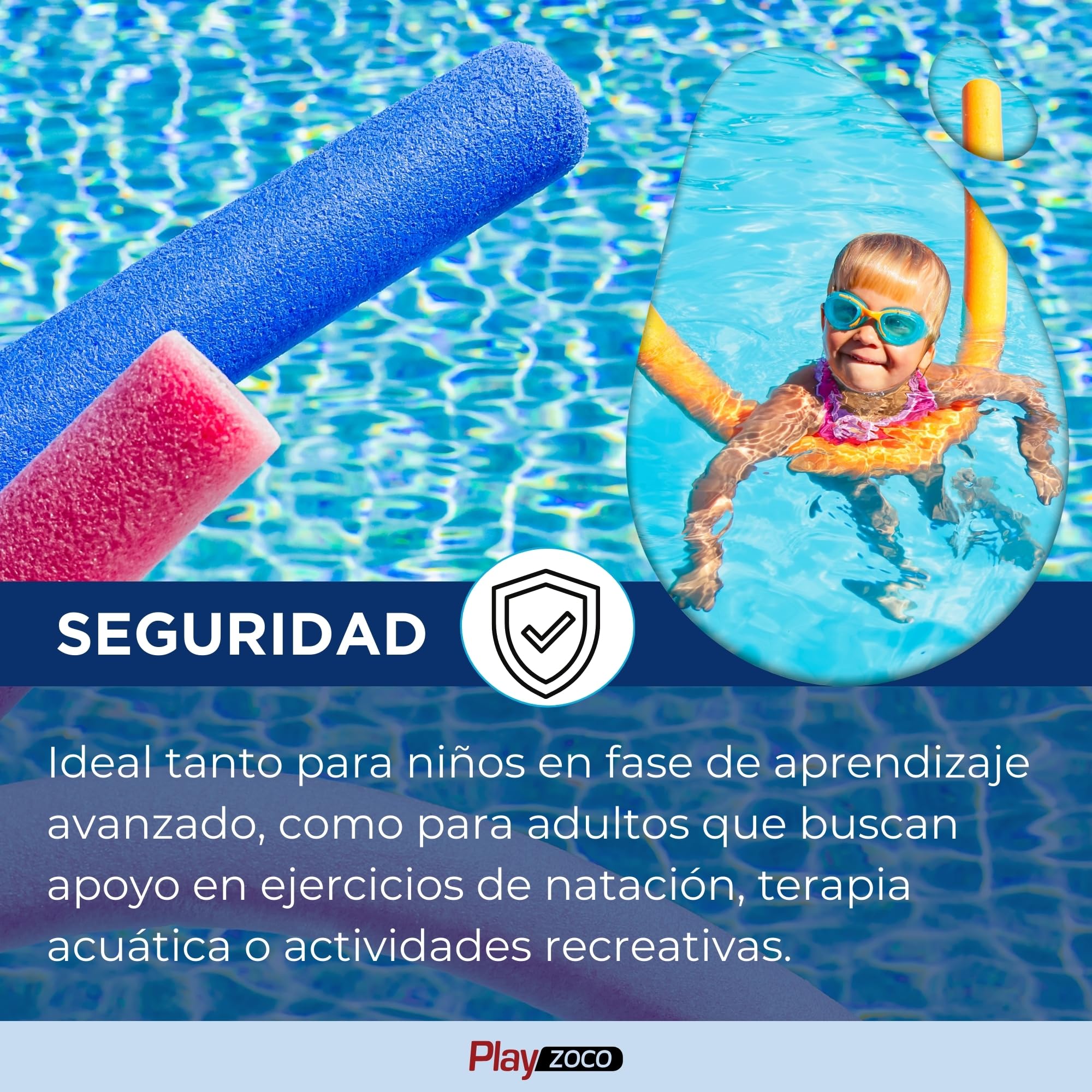 Churro de Piscina, Churro natación, Fideos para el Agua, Fideo Espuma para Nadar, Flexible Apto para niños y Adultos, Flotadores para Piscina, 6 cm diámetro x 150 cm Largo