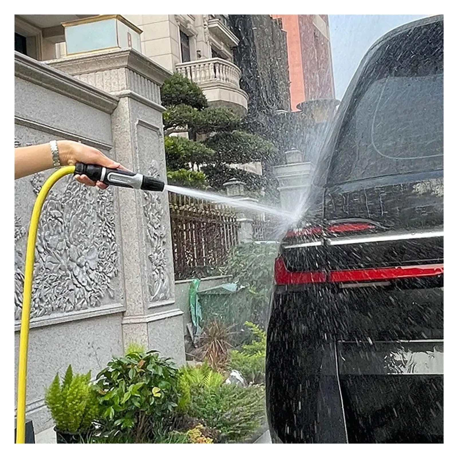 Manguera de jardín Manguera de agua expandible Boquilla de lavado de autos de alta presión con manguera de 2/3/5 m, múltiples modos de rociado, pistola de lavado de autos, ahorro de agua, boquilla roc