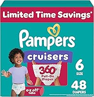 Pampers Cruisers 360 Size 6 Diapers 48 Ct - 100% Leakproof Pull-On with 360° Stretch for Active Toddlers 35+ lbs