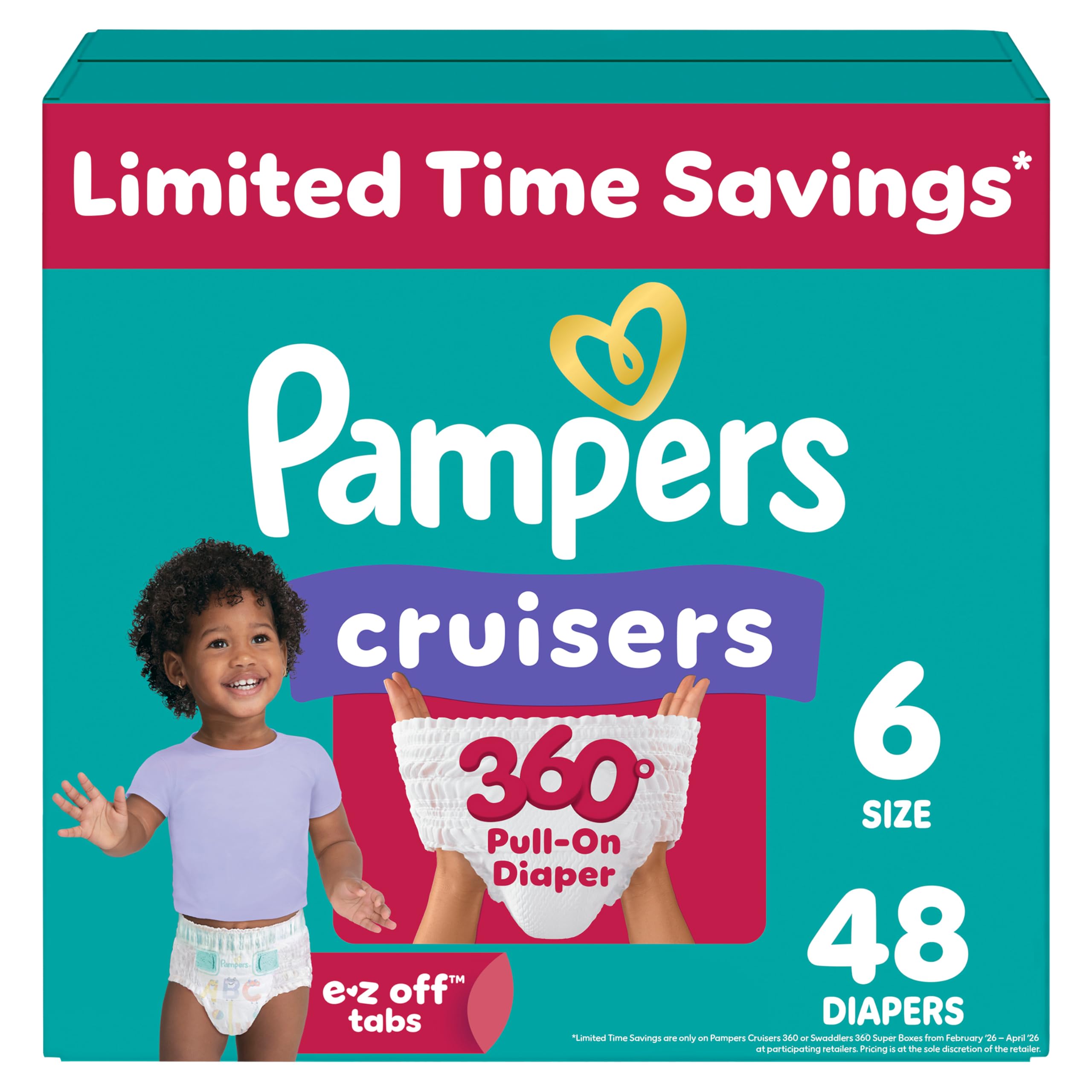 Photo 1 of Pampers Diapers - Cruisers 360 - Size 6, 48 Count, Babyproof up to 100% Leakproof Pull-On Diaper