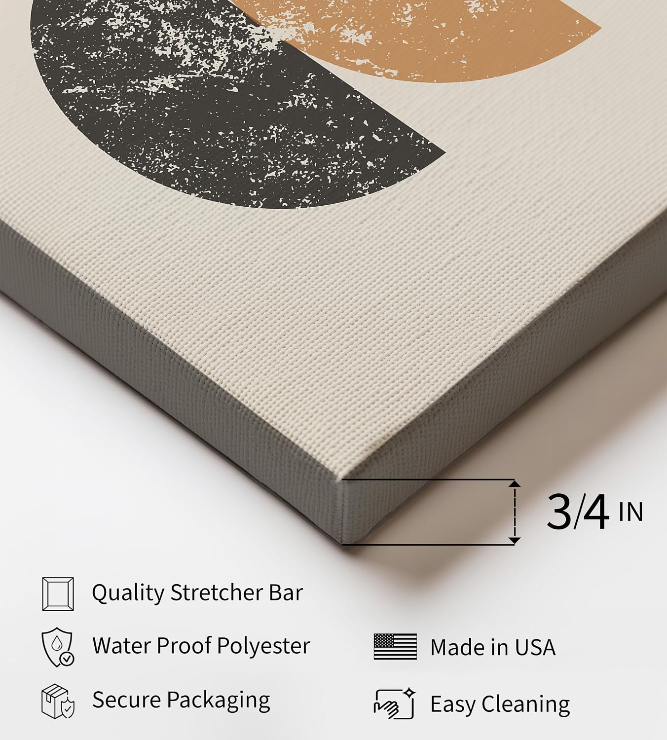 Poster Master Boho Geometric Canvas - Semicircles Print - Abstract Shapes Art - Trendy Gift for Men & Women - Minimal Wall Decor for Office or Living Room - 8x10 STRETCHED Canvas