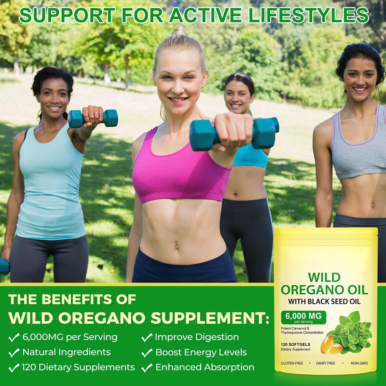 Olio di origano capsule, oregano oils capsules, oil of oregano with black seed oil, olio di origano in capsule con 165 mg di carvacrolo | Non OGM, 120 capsule