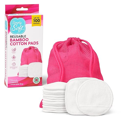 Medline Simply Soft - Redondas de algodón reutilizables, 14 unidades, almohadillas desmaquillantes para todo tipo de piel, sostenibles, minimizan