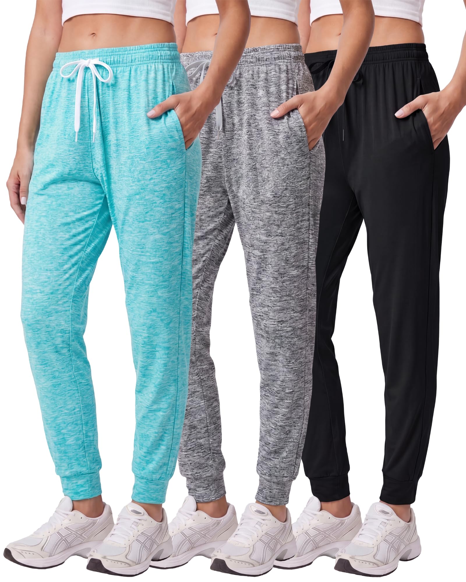 3 Pack Women's Dry Fit Joggers Sweatpants Athletic Casual Lounge Pockets