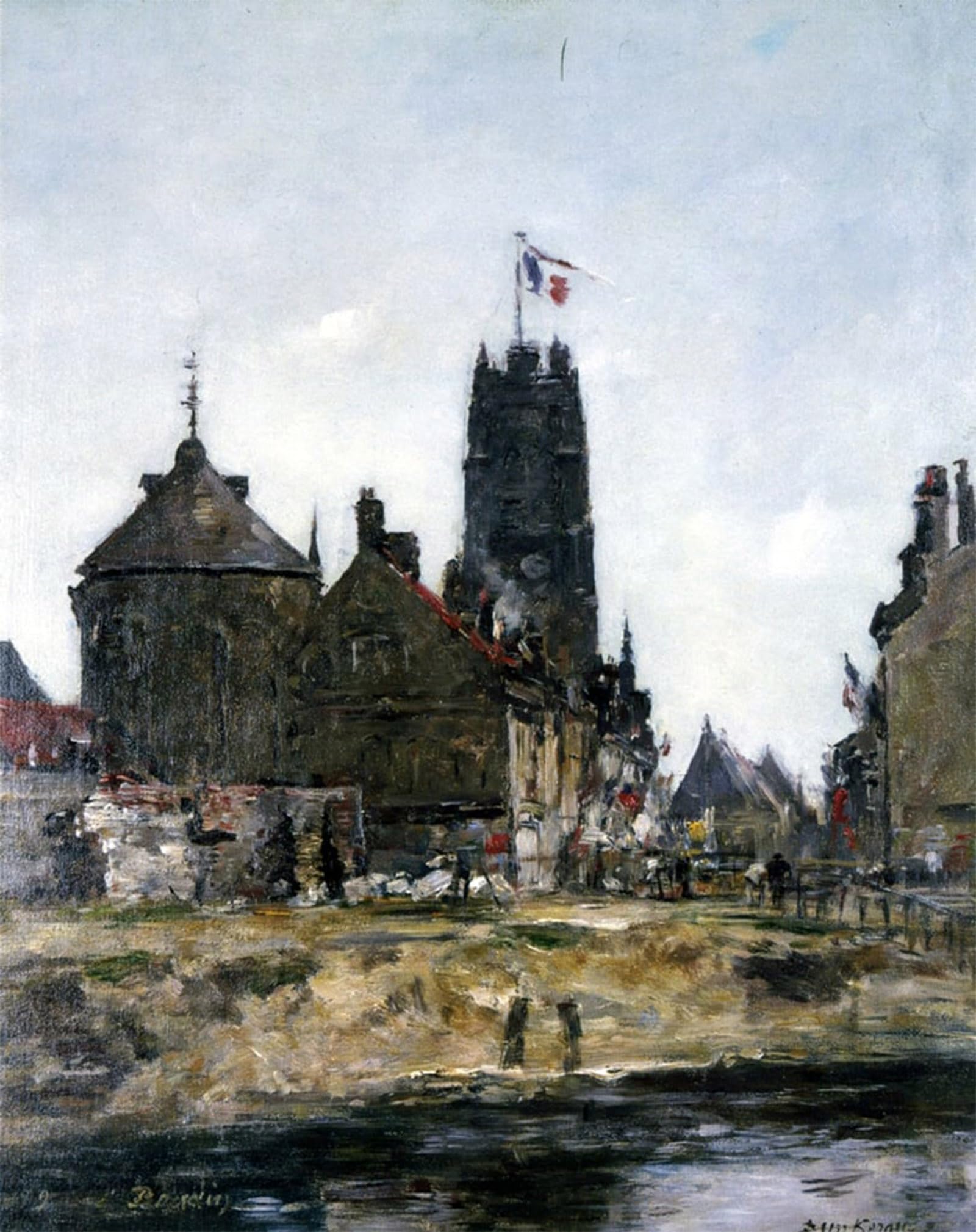 SERENDIPITP Vintage Picture Print on Canvas Wall Art Poster Dunkirk Festival Day by Eugene Louis Boudin Artwork Print Poster for Wall Decor 60x90cm