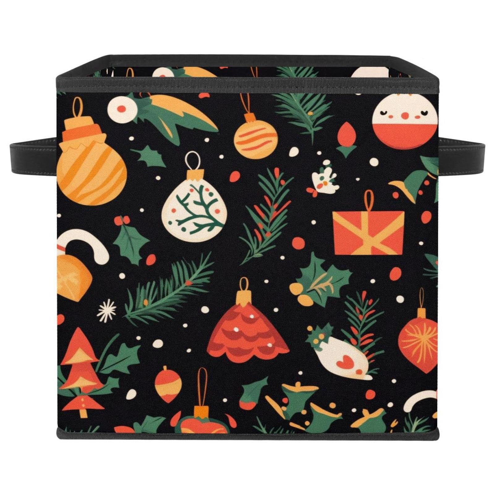 Panier de rangement de Noël pliable avec double poignée renforcée