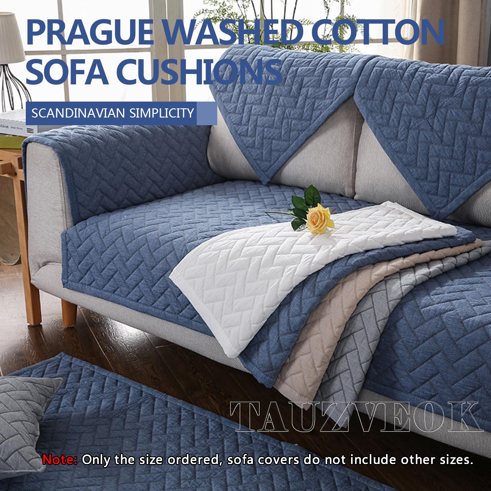 AOPPLSOT Sofa Cover L Shape, Sofa Cover Cotton, Non-Slip Couch Cover, Sofa Cover L Shape Corner Sofa, Sofa Cover 3/21/4/1 Seater, Sofa Protector Cats and Dogs,Blue,70 * 150cm