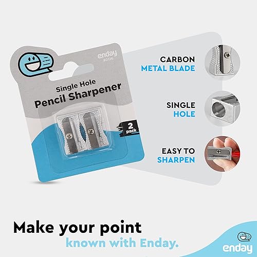 Vista 3 de Enday Sacapuntas manual de un solo agujero, metal plateado, sacapuntas escolares y de maquillaje, 400 paquetes de 2 (800 unidades) Enday