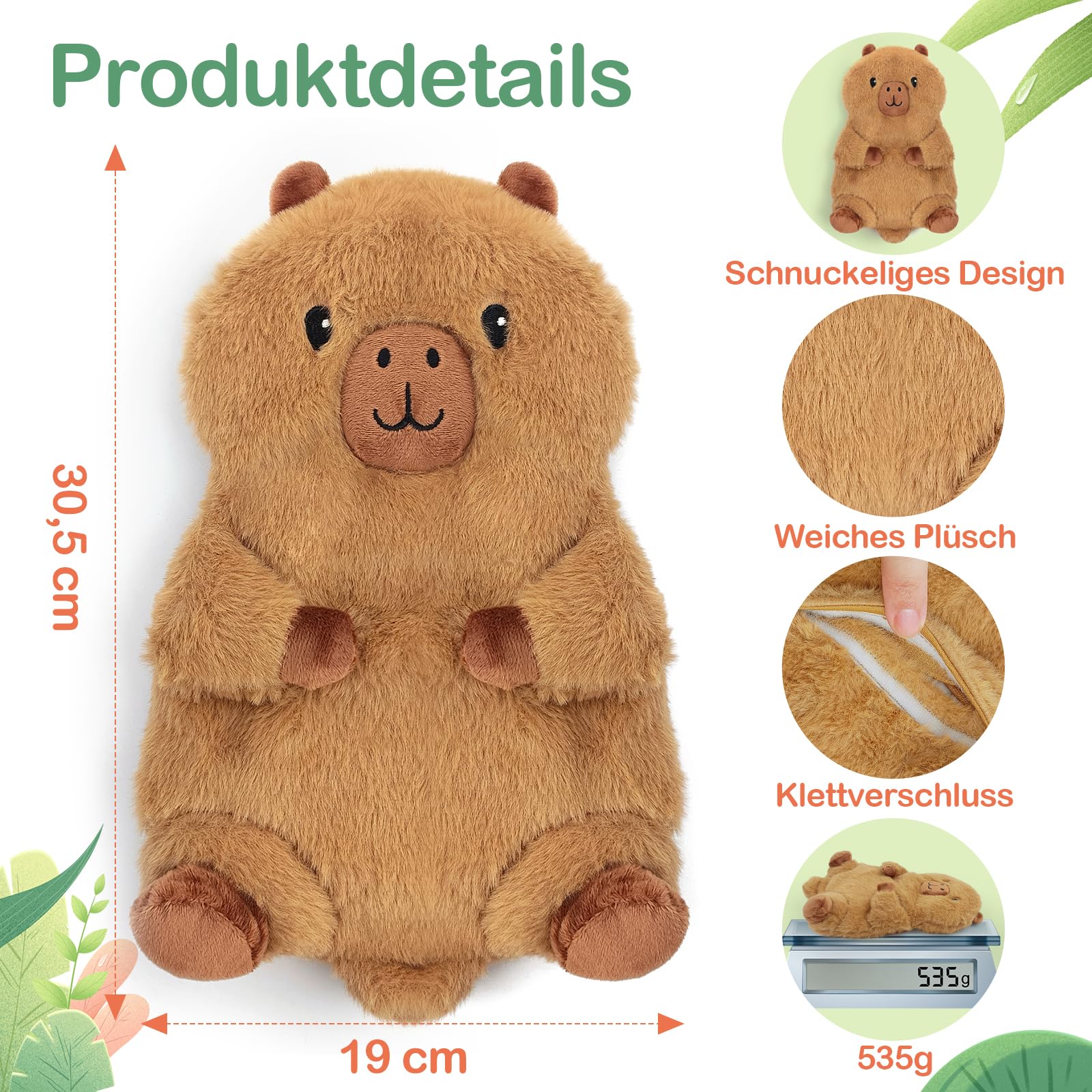 AROMA SEASON Wärmetier Plüsch Capybara Mikrowelle-Wärmekissen Kuscheltier Körnerkissen Stofftier