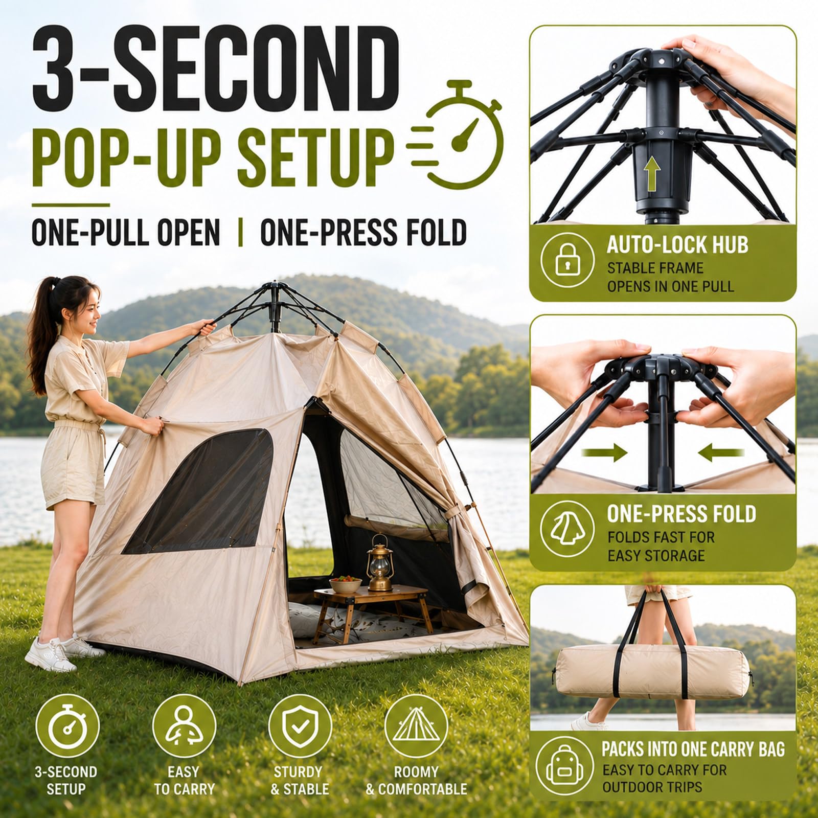 Tenda Da Campeggio Automatica Per 5-9 Persone Con Ampia Tettoia 5–9Person