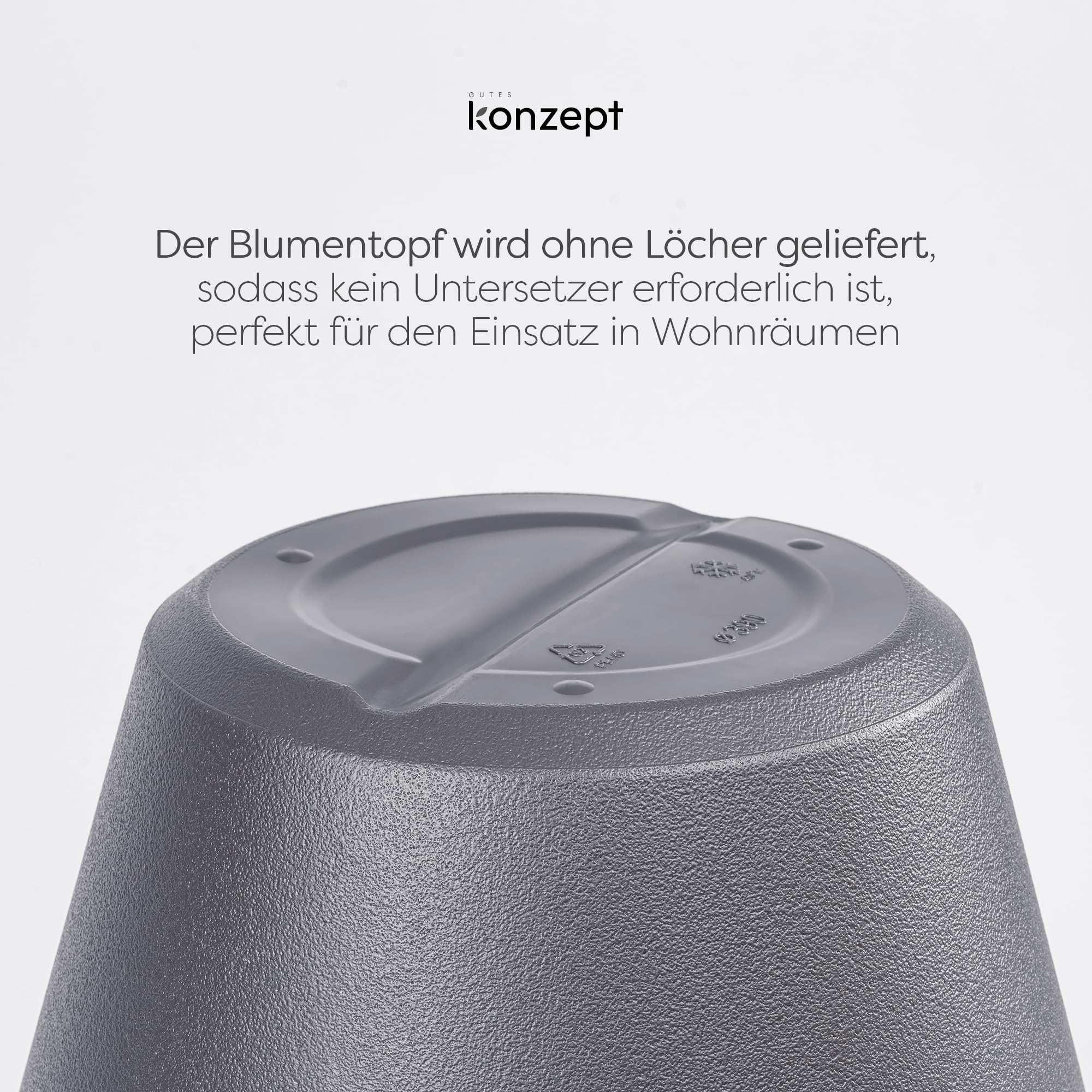 KONZEPT Übertopf groß 40 cm Durchmesser aus Kunststoff, 30 L, Anthrazit - Blumentopf in Ton-Optik, Kratzunempfindlich, UV- & Frostbeständig, für Innen & Außen geeignet