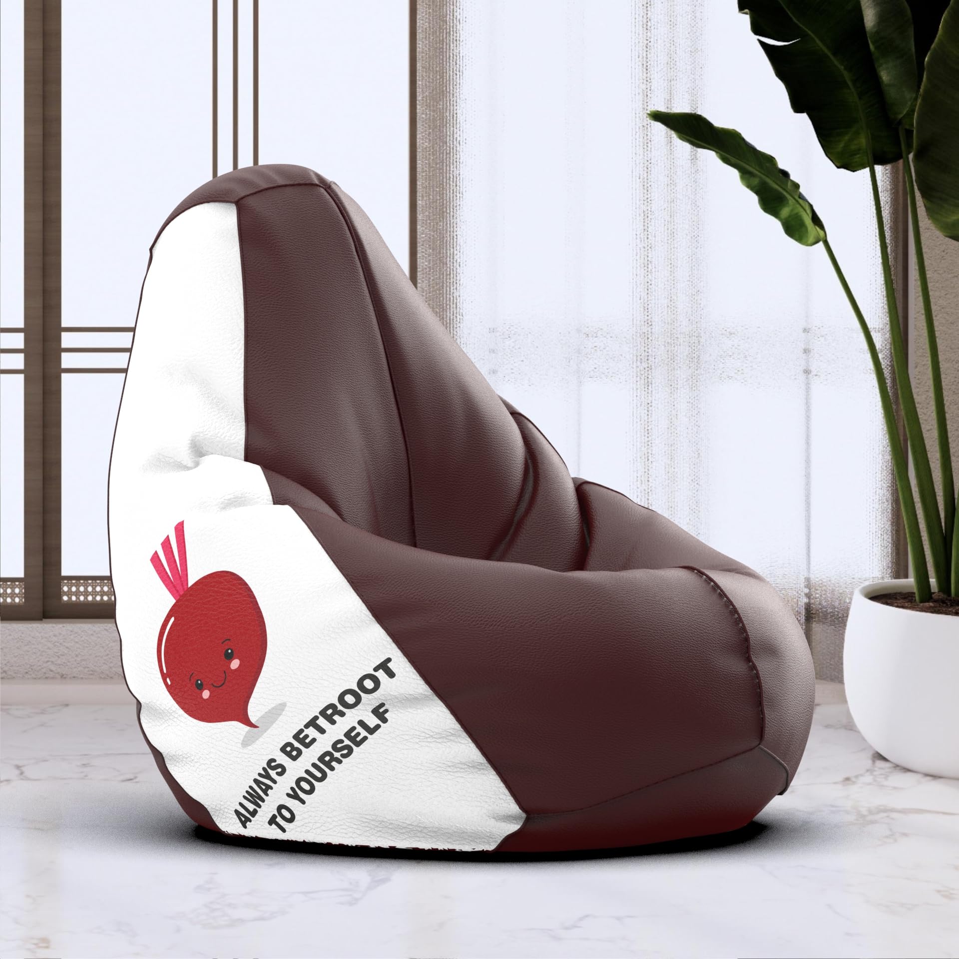 Bean Bag Chair Cover | Size: 3XL | Color: Beet Root - Maroon White | Without Beans | Premium Leatherette Cover (CMF 2025)-image-49