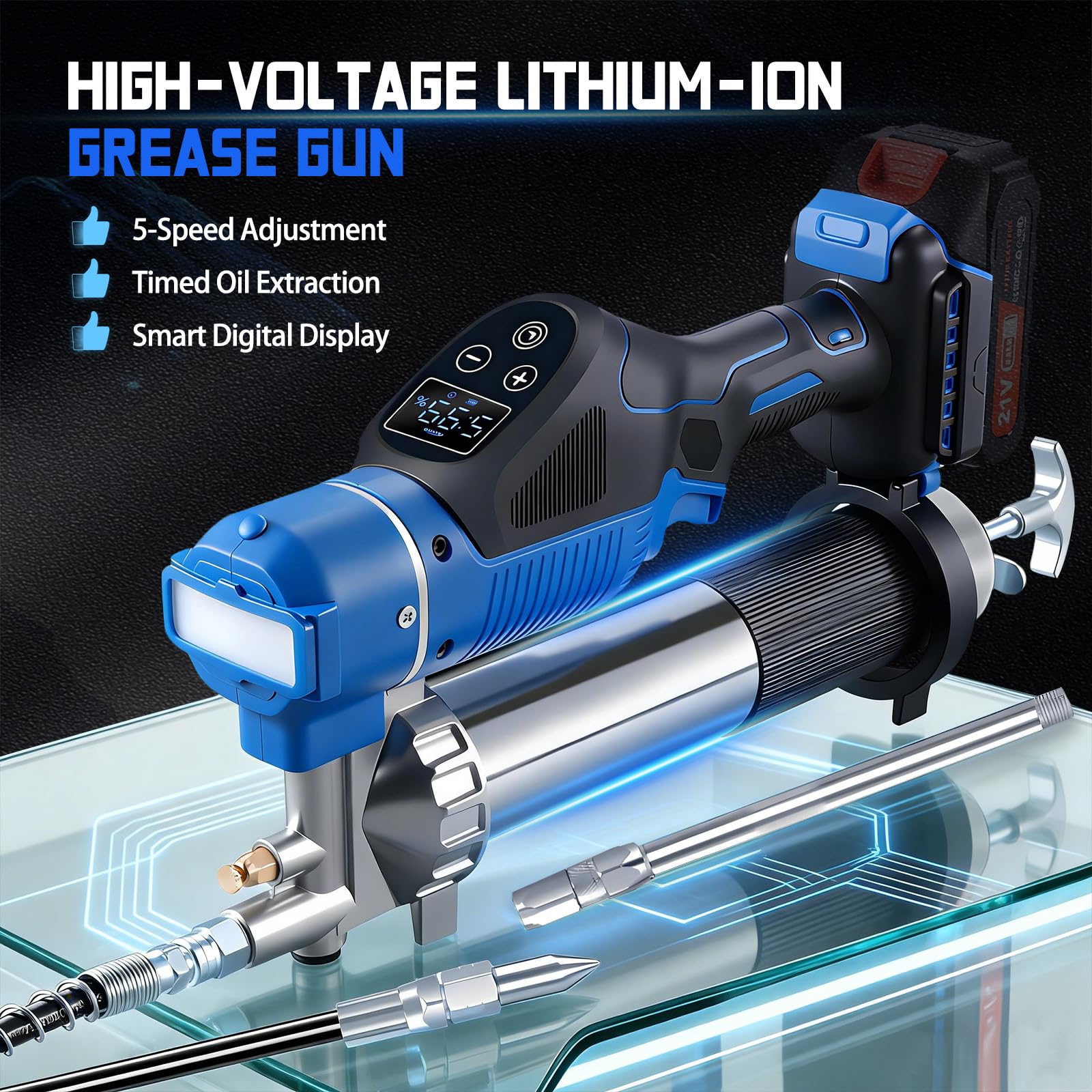 Elektrische Fettpresse kompatibel mit Makita 18V Akku, 12000 PSI, 5,3 oz/min Durchfluss, Akku-Fettpresse, 90 ° Schwenkkupplung, effizient für LKW, BAU, Bauernhof (Batterie Nicht enthalten)