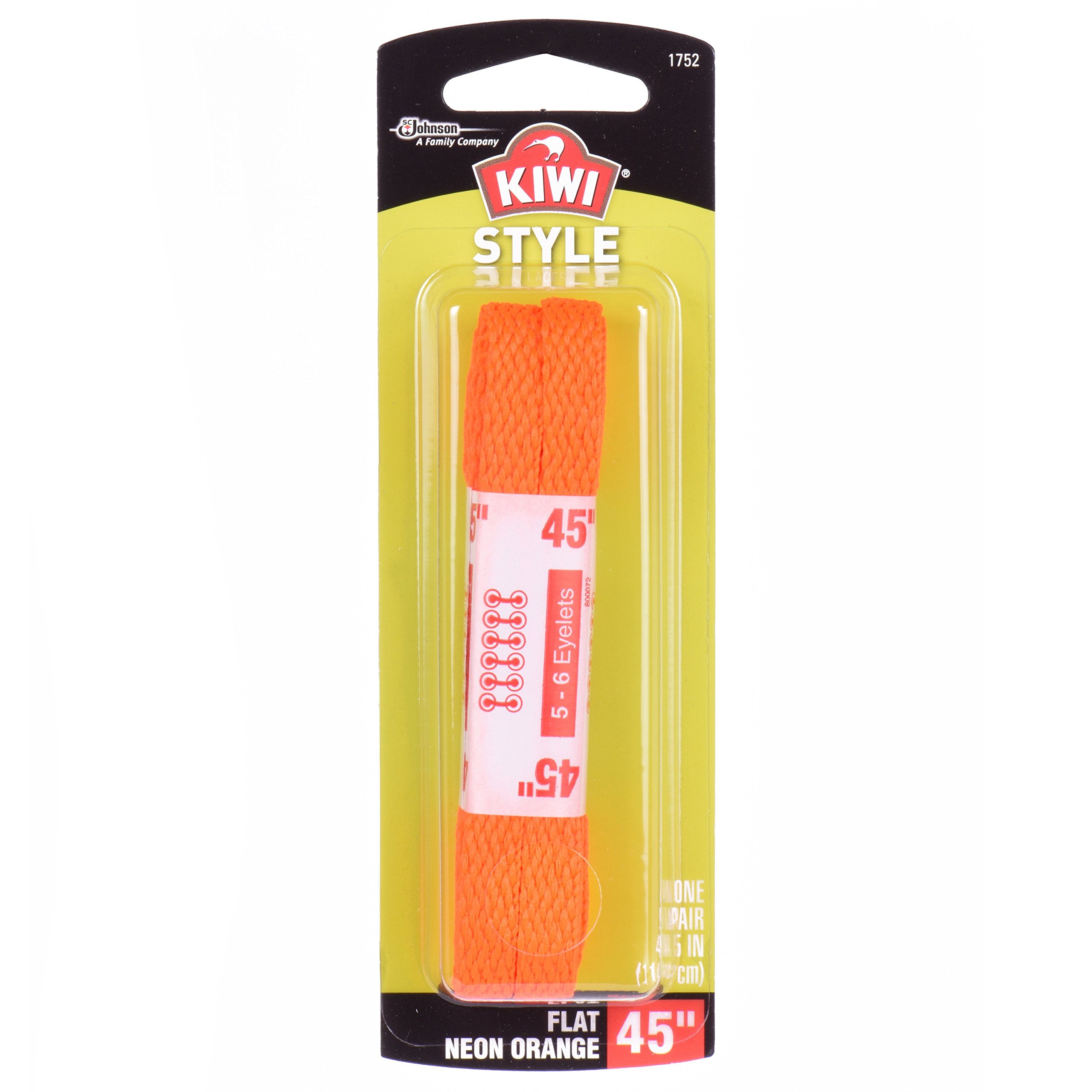 SC JohnsonKiwi Flat Laces, Neon Orange, 45 Inch, 1.0 Count