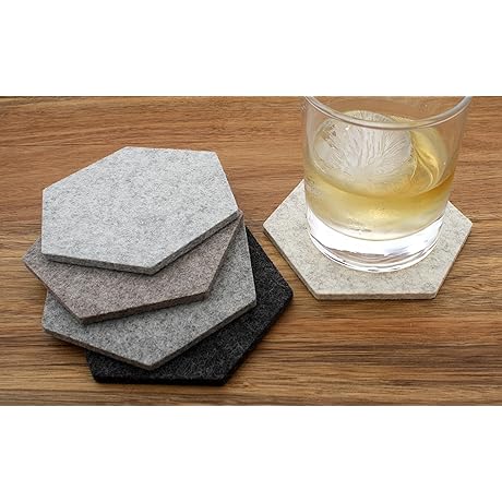 Hexagon Merino Wool Felt Coasters Set: Protect Your Surfaces in Style