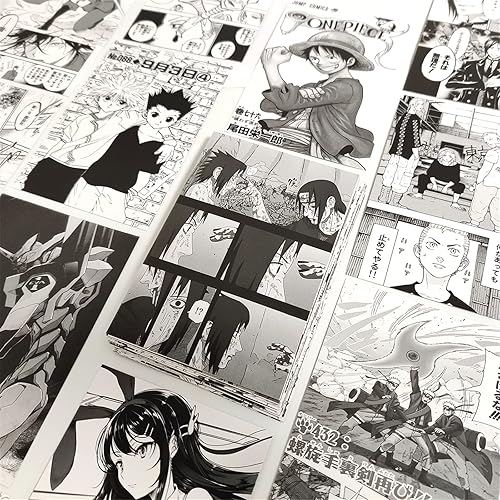 Miniatura 2 de Qintt Kit de collage de pared blanco y negro de 50 piezas, imágenes estéticas en blanco y negro, póster de anime, colección de fotos de manga,