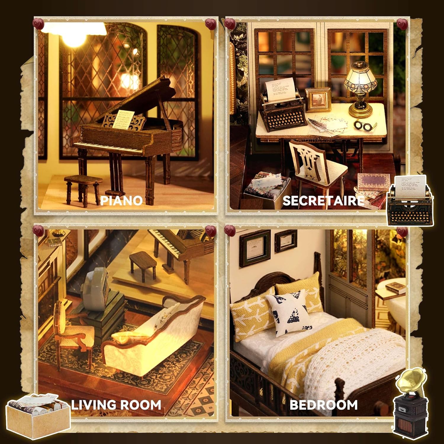 Flever Dollhouse Miniature DIY House Kit Creative Room with Furniture for Romantic Artwork Gift (Time Impression)