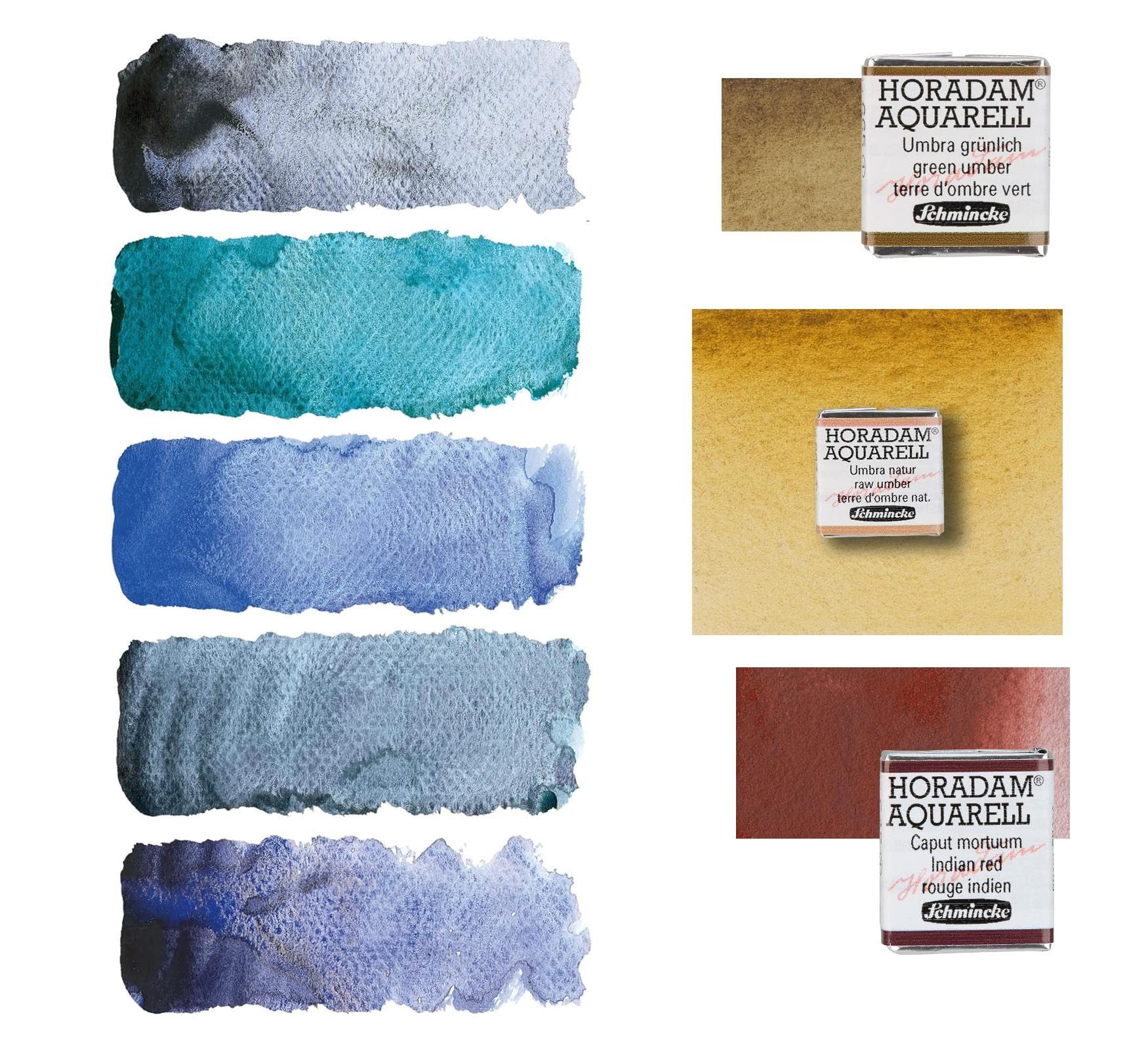 Schmincke HORADAM® AQUARELL, Super Granulation 5 x 1/2 Godets et 3 x 1/2 Godets Granulation