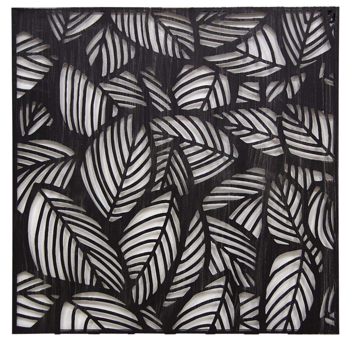 Déco Jungle Cadre Mural Métal Salon Chambre Feuillage Nature 80x80
